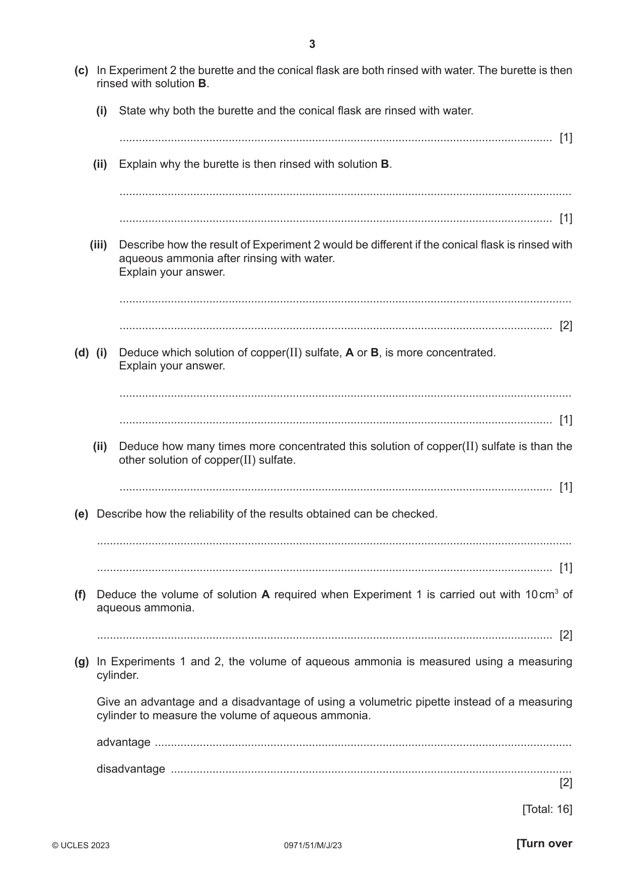 Cambridge IGCSE Chemistry (9-1) 0971 2023 May/June Paper 5 · Variant 1 question paper, page 3 of 12