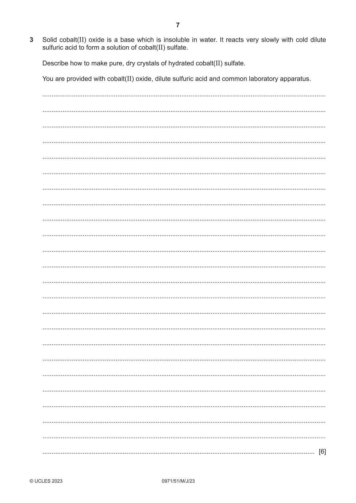 Cambridge IGCSE Chemistry (9-1) 0971 2023 May/June Paper 5 · Variant 1 question paper, page 7 of 12