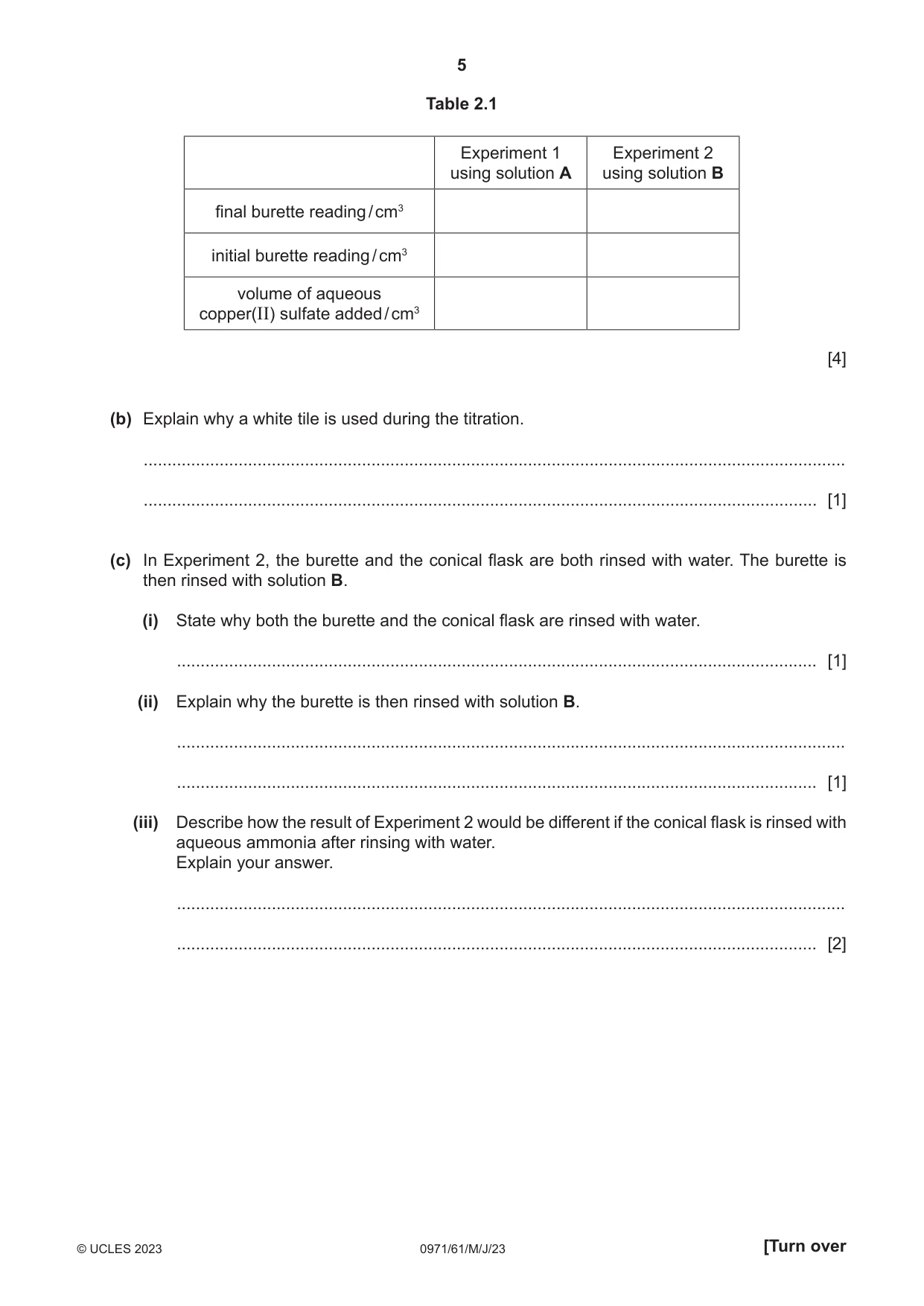 Cambridge IGCSE Chemistry (9-1) 0971 2023 May/June Paper 6 · Variant 1 question paper, page 5 of 12