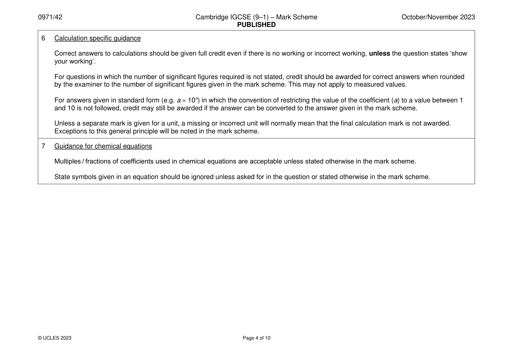 Mark scheme, page 4 of 10
