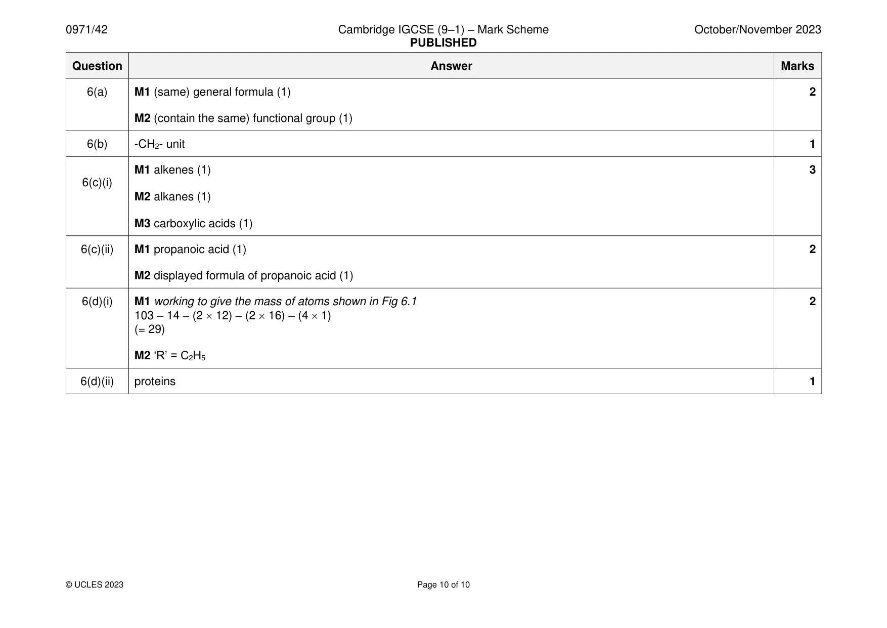 Mark scheme, page 10 of 10