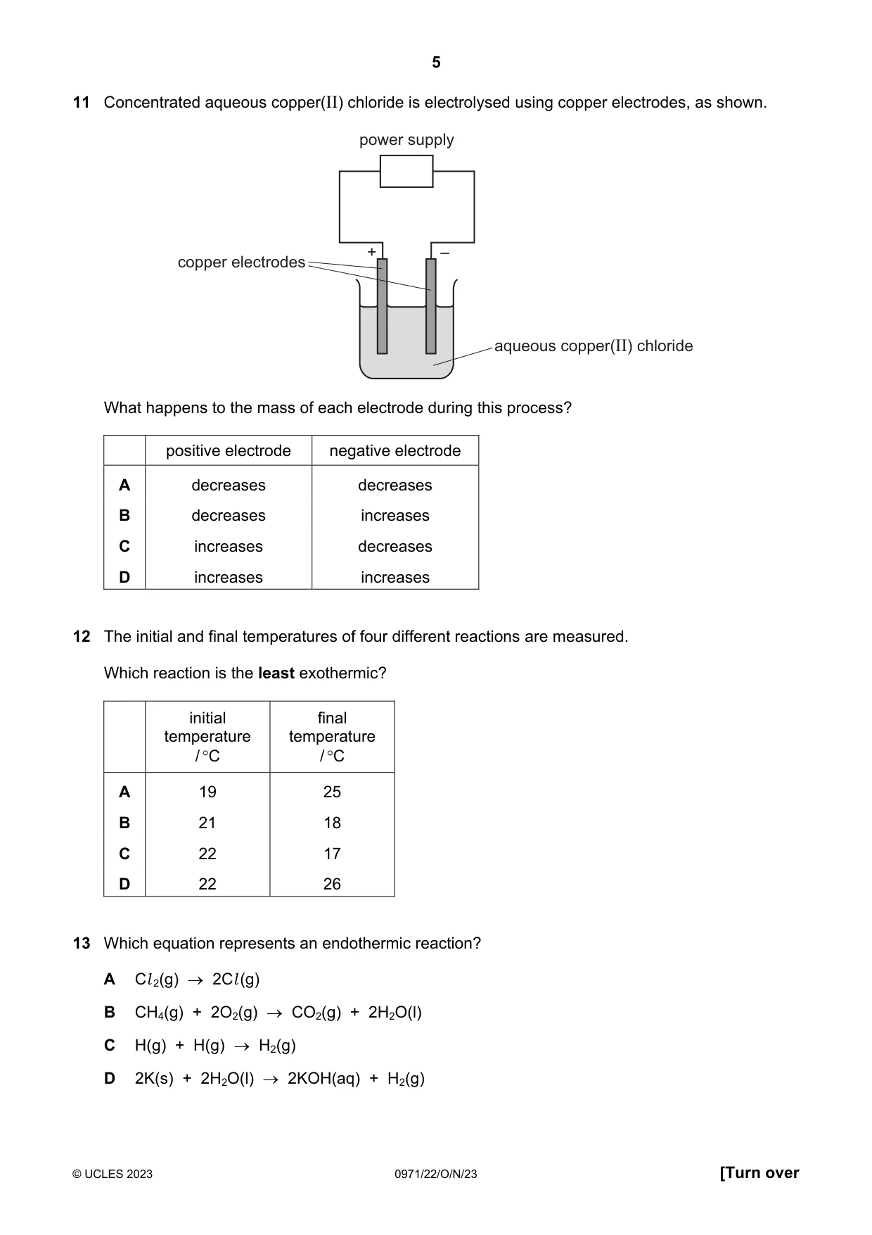 Cambridge IGCSE Chemistry (9-1) 0971 2023 Oct/Nov Paper 2 · Variant 2 question paper, page 5 of 16