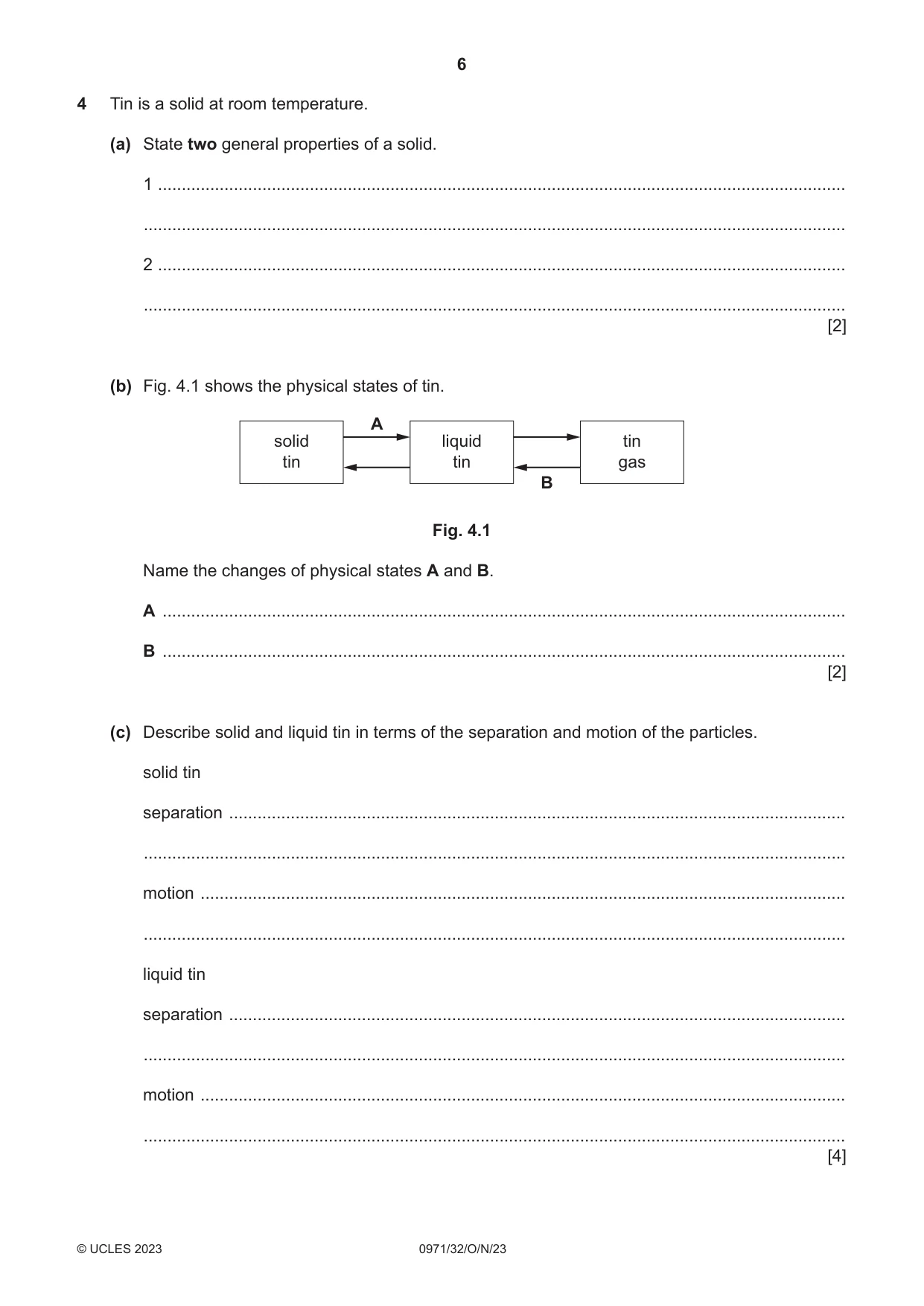 Cambridge IGCSE Chemistry (9-1) 0971 2023 Oct/Nov Paper 3 · Variant 2 question paper, page 6 of 20