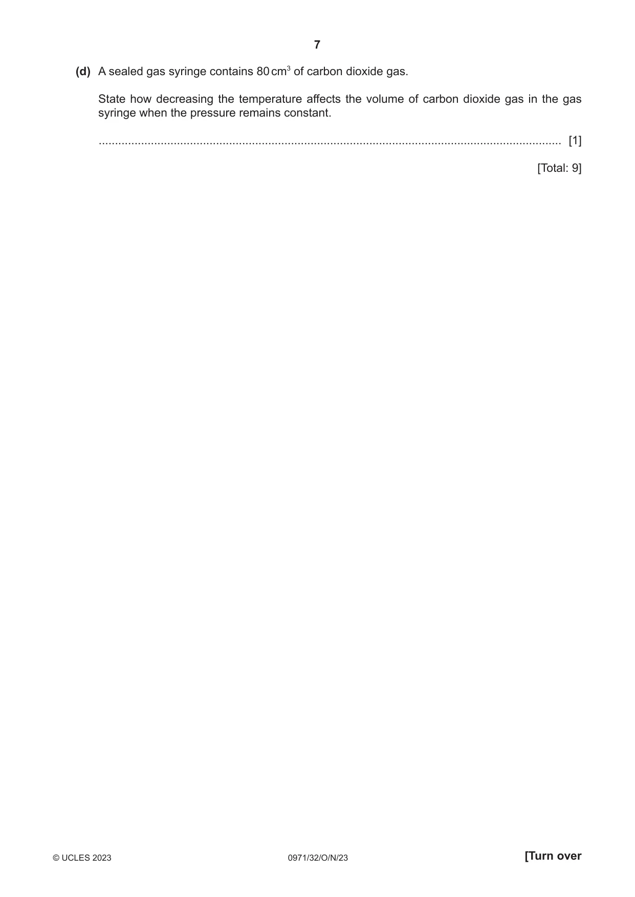 Cambridge IGCSE Chemistry (9-1) 0971 2023 Oct/Nov Paper 3 · Variant 2 question paper, page 7 of 20