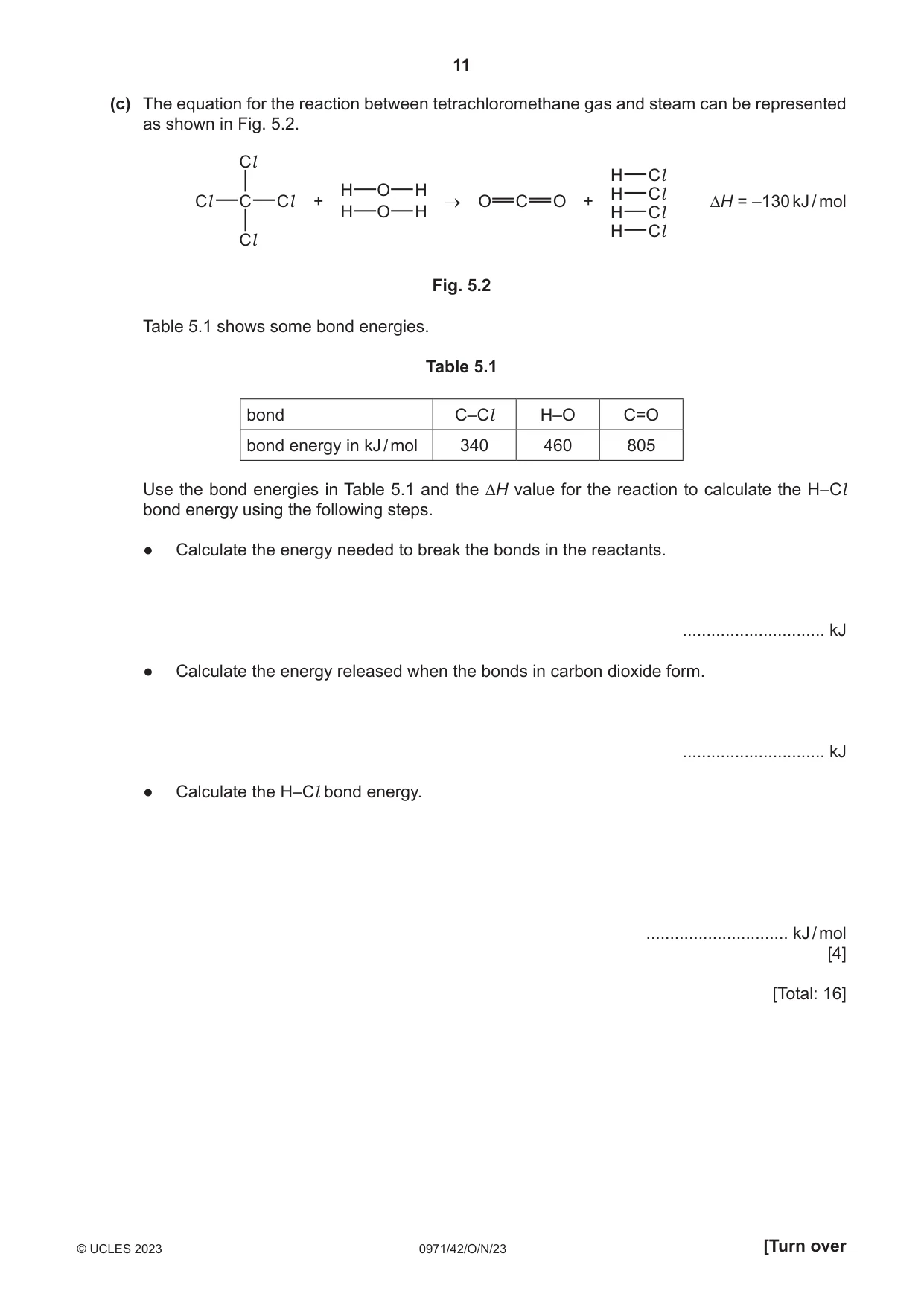 Cambridge IGCSE Chemistry (9-1) 0971 2023 Oct/Nov Paper 4 · Variant 2 question paper, page 11 of 16