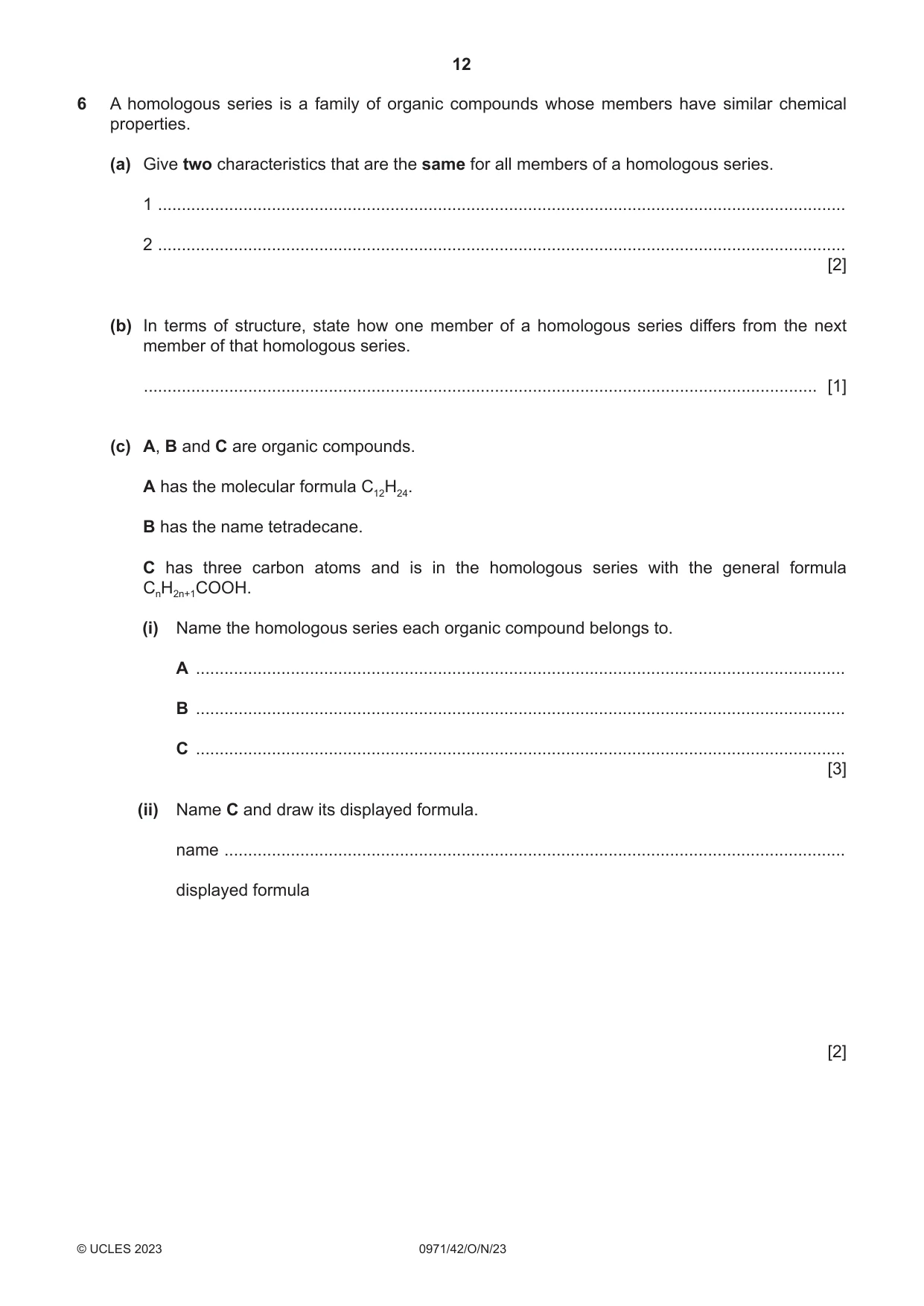 Cambridge IGCSE Chemistry (9-1) 0971 2023 Oct/Nov Paper 4 · Variant 2 question paper, page 12 of 16
