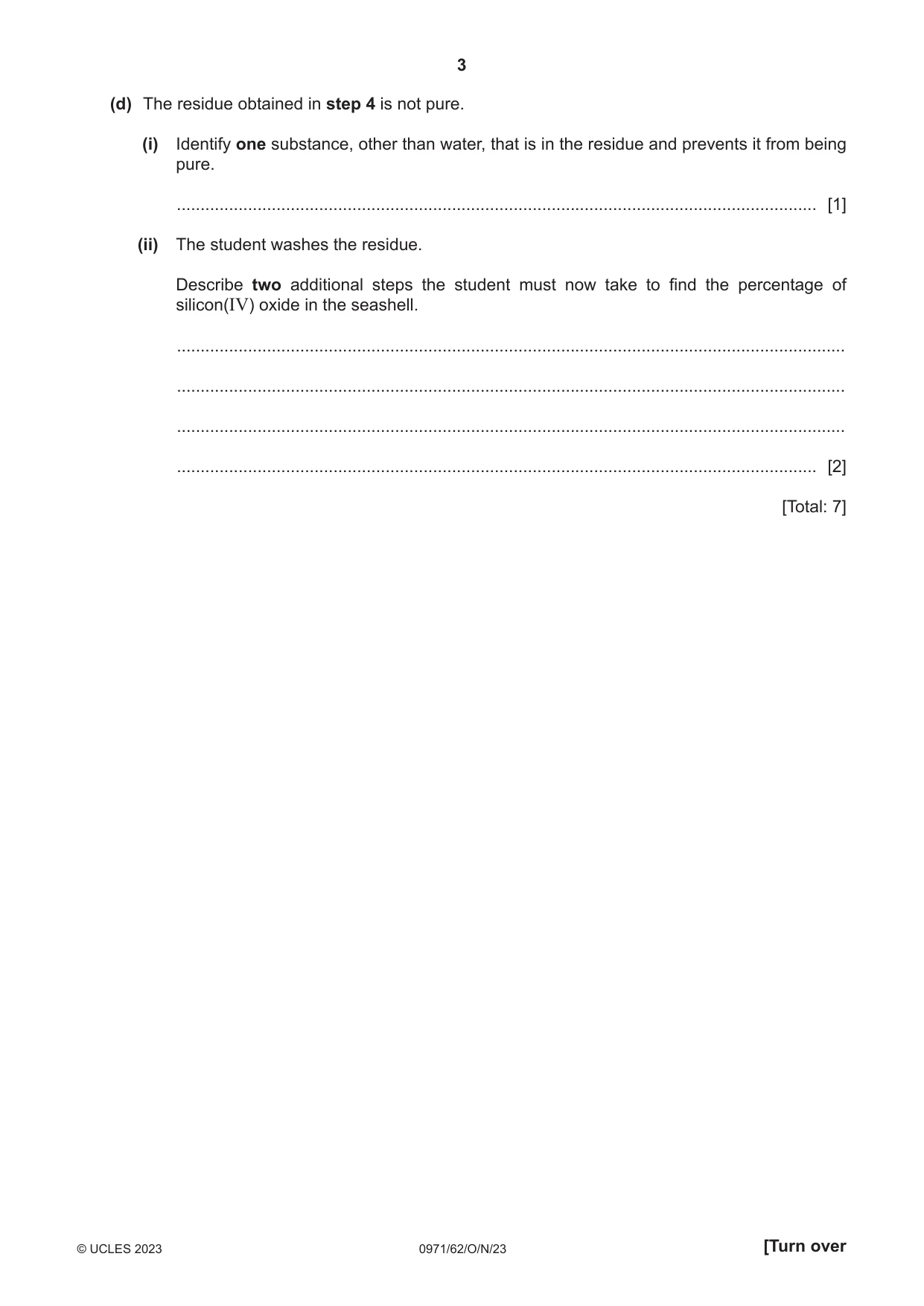 Cambridge IGCSE Chemistry (9-1) 0971 2023 Oct/Nov Paper 6 · Variant 2 question paper, page 3 of 16