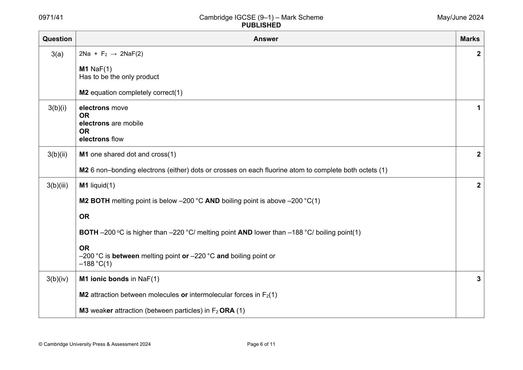 Mark scheme, page 6 of 11