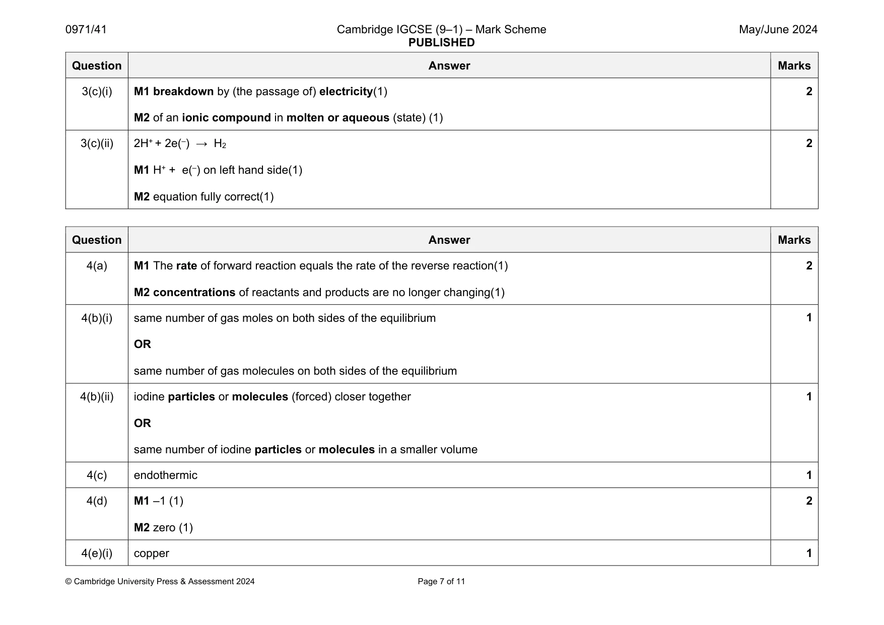 Mark scheme, page 7 of 11