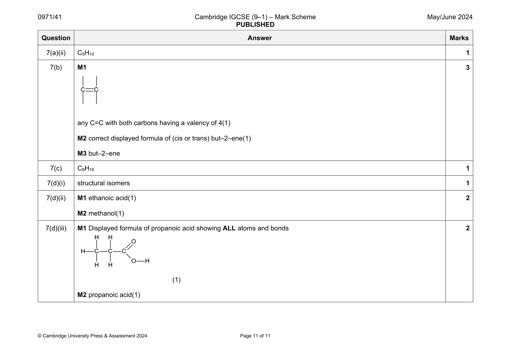 Mark scheme, page 11 of 11