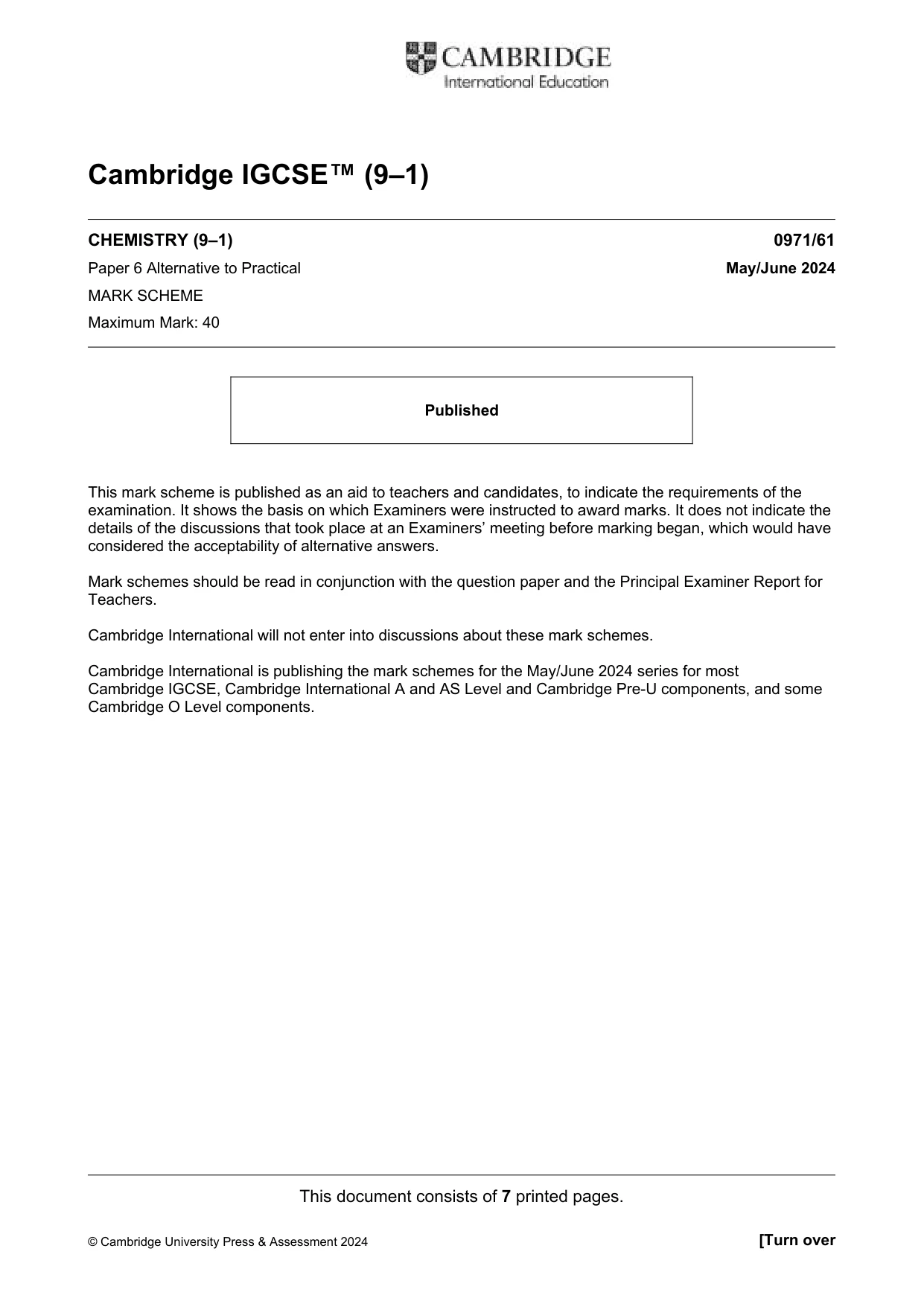 Mark scheme, page 1 of 7