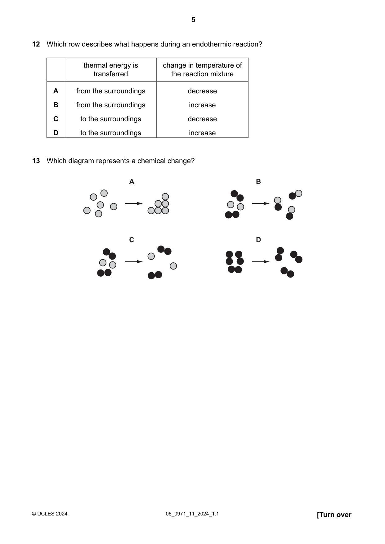 Cambridge IGCSE Chemistry (9-1) 0971 2024 May/June Paper 1 · Variant 1 question paper, page 5 of 16