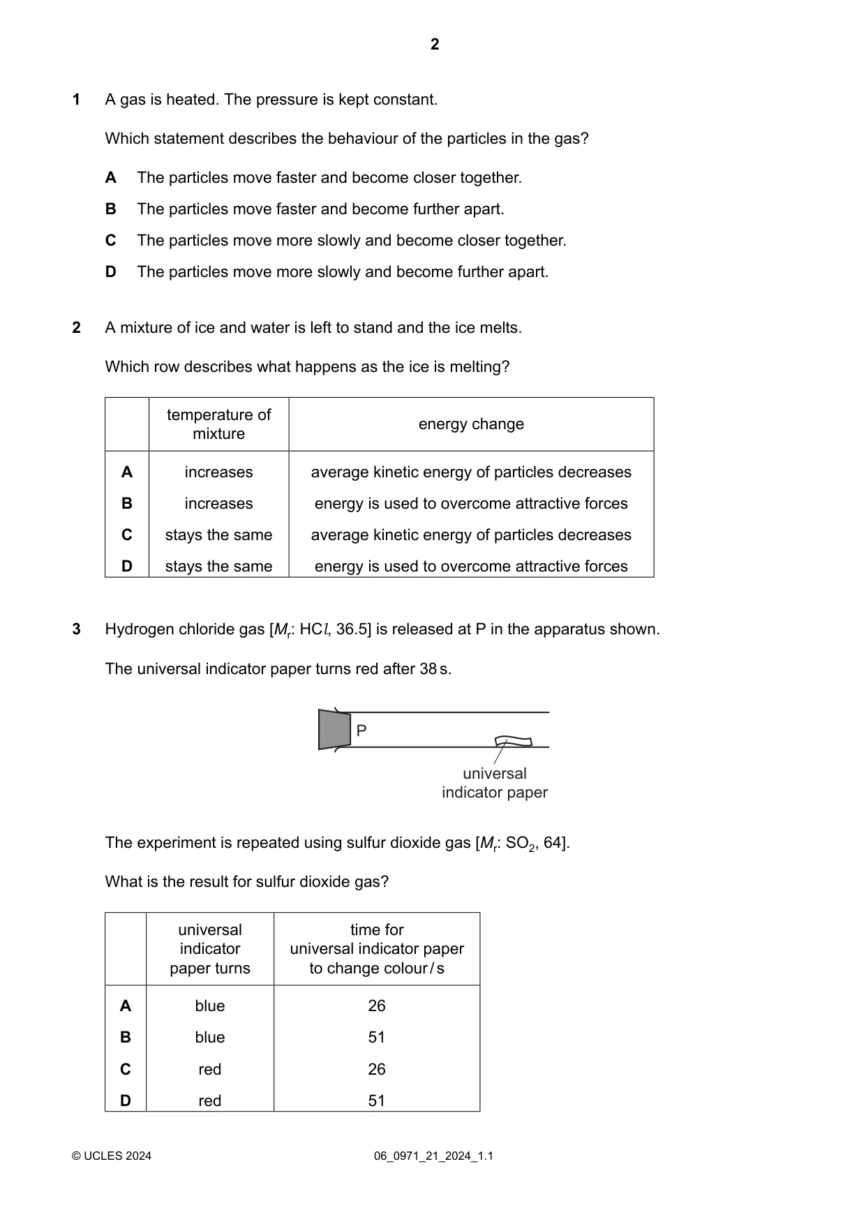 Cambridge IGCSE Chemistry (9-1) 0971 2024 May/June Paper 2 · Variant 1 question paper, page 2 of 16