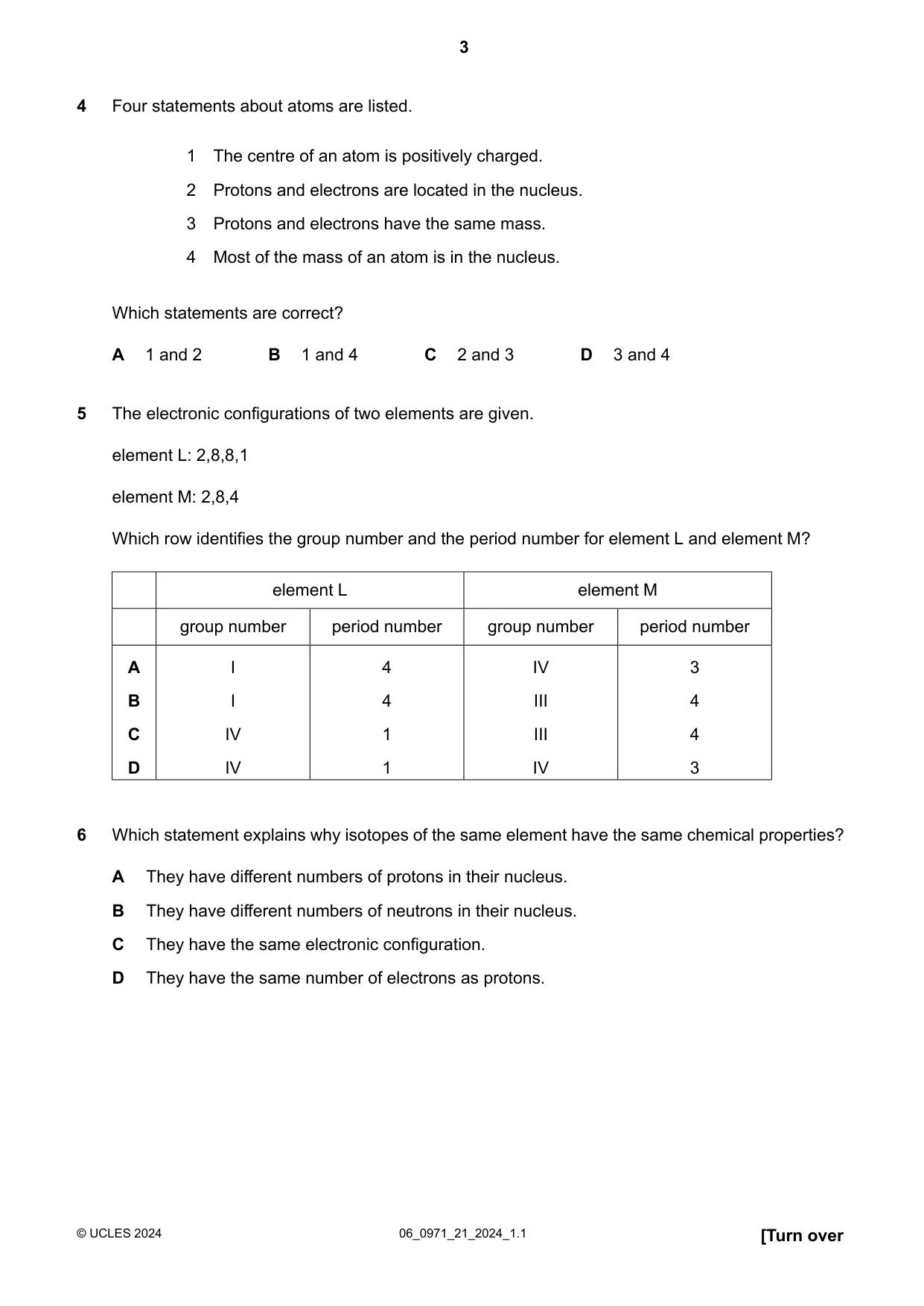 Cambridge IGCSE Chemistry (9-1) 0971 2024 May/June Paper 2 · Variant 1 question paper, page 3 of 16