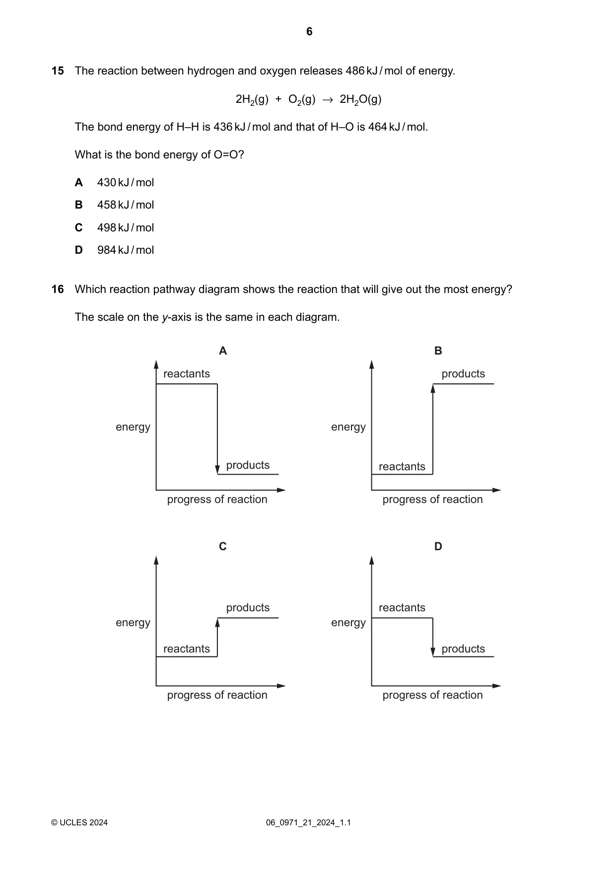 Cambridge IGCSE Chemistry (9-1) 0971 2024 May/June Paper 2 · Variant 1 question paper, page 6 of 16