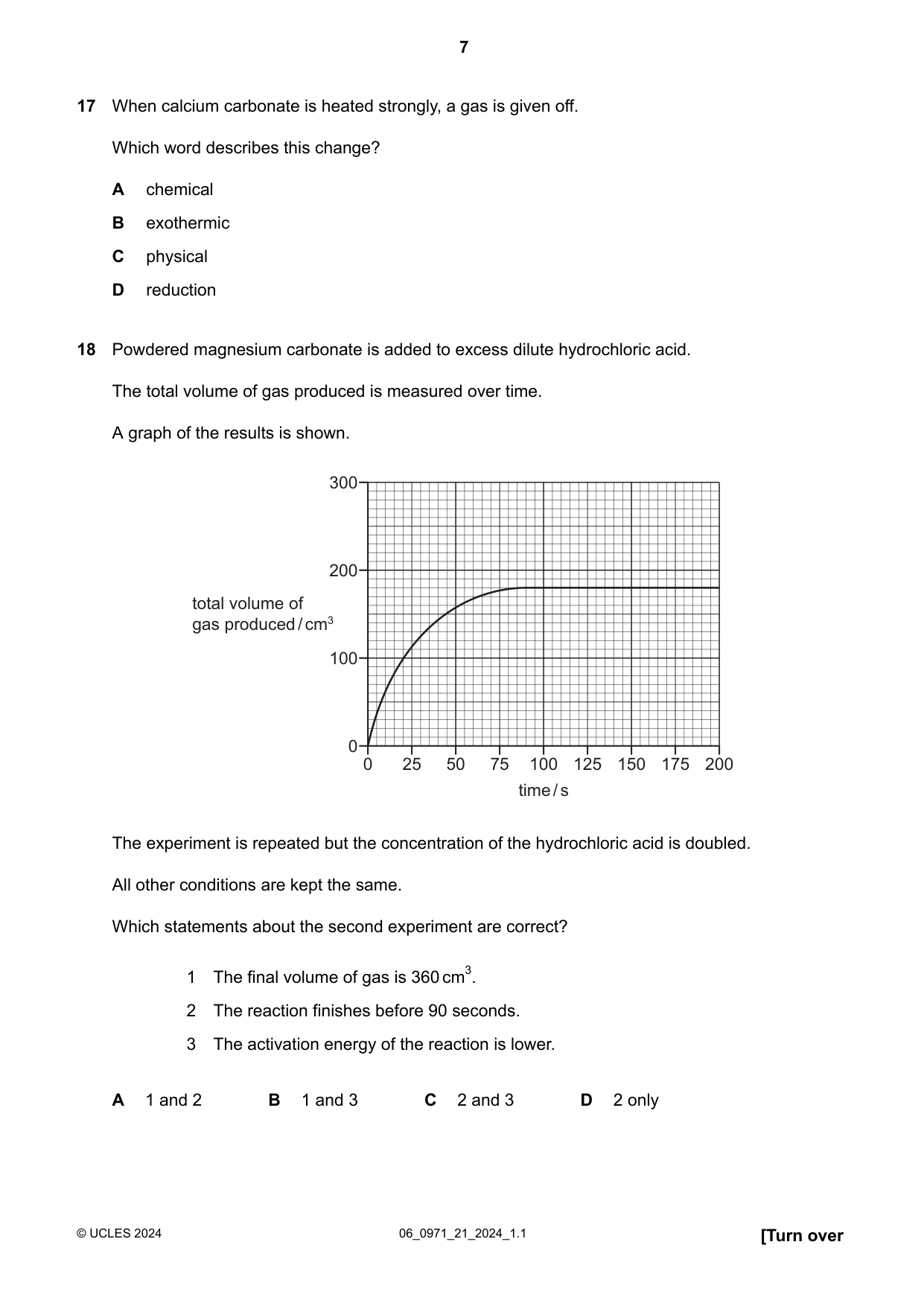 Cambridge IGCSE Chemistry (9-1) 0971 2024 May/June Paper 2 · Variant 1 question paper, page 7 of 16