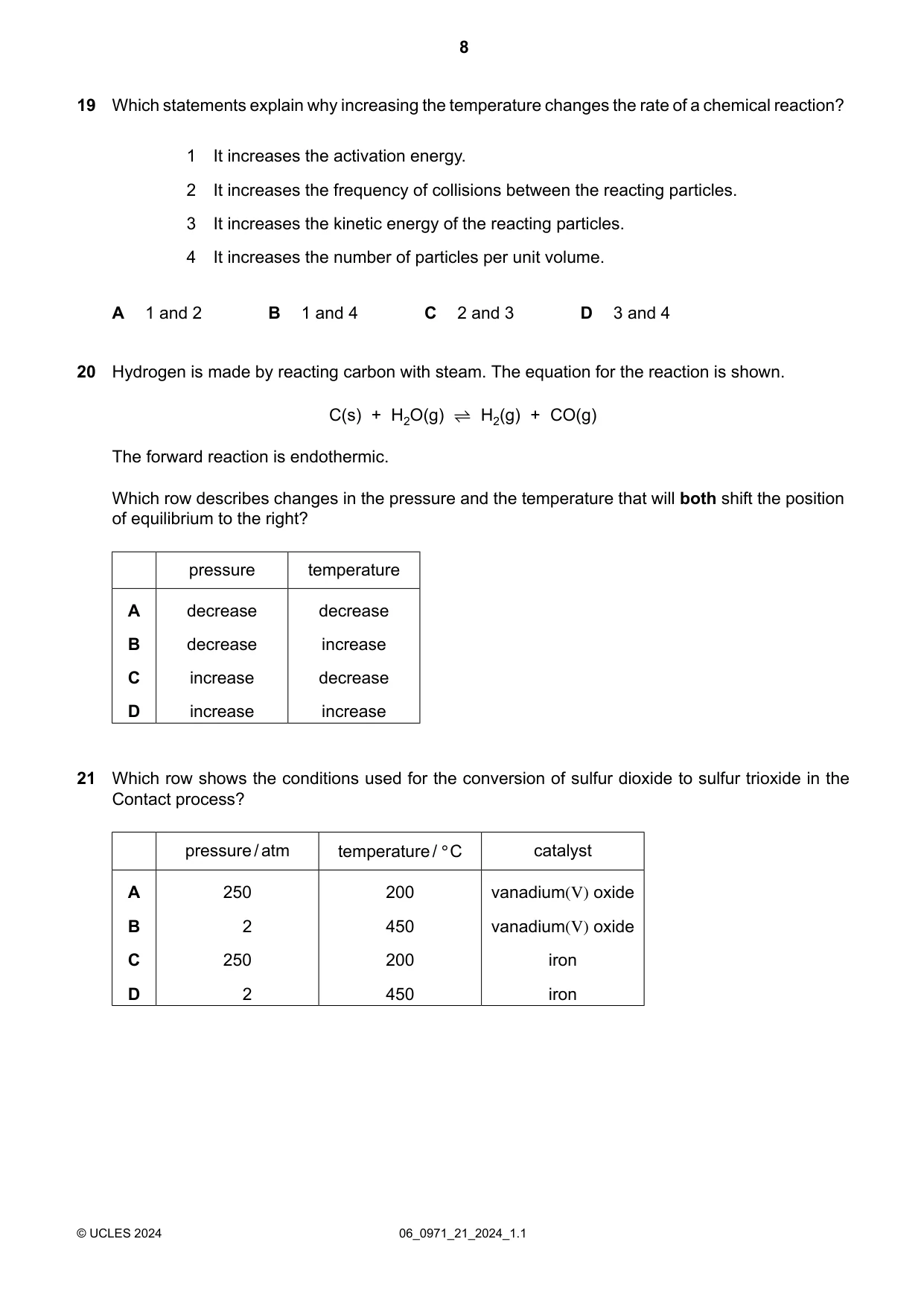 Cambridge IGCSE Chemistry (9-1) 0971 2024 May/June Paper 2 · Variant 1 question paper, page 8 of 16