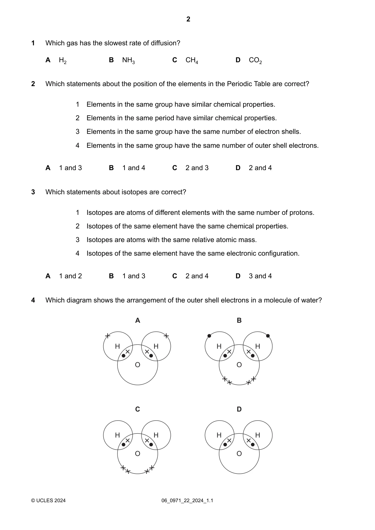 Cambridge IGCSE Chemistry (9-1) 0971 2024 May/June Paper 2 · Variant 2 question paper, page 2 of 16