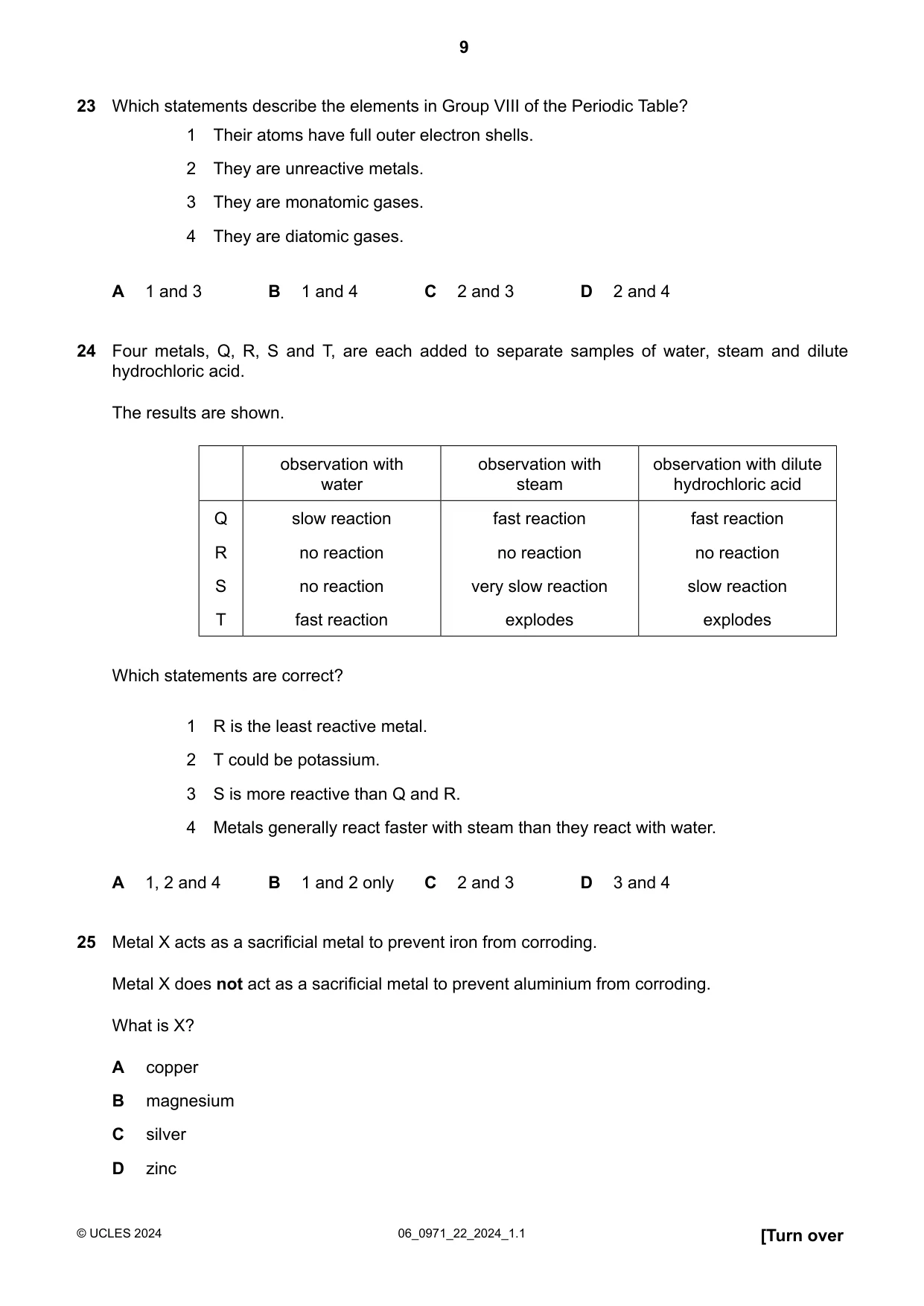 Cambridge IGCSE Chemistry (9-1) 0971 2024 May/June Paper 2 · Variant 2 question paper, page 9 of 16