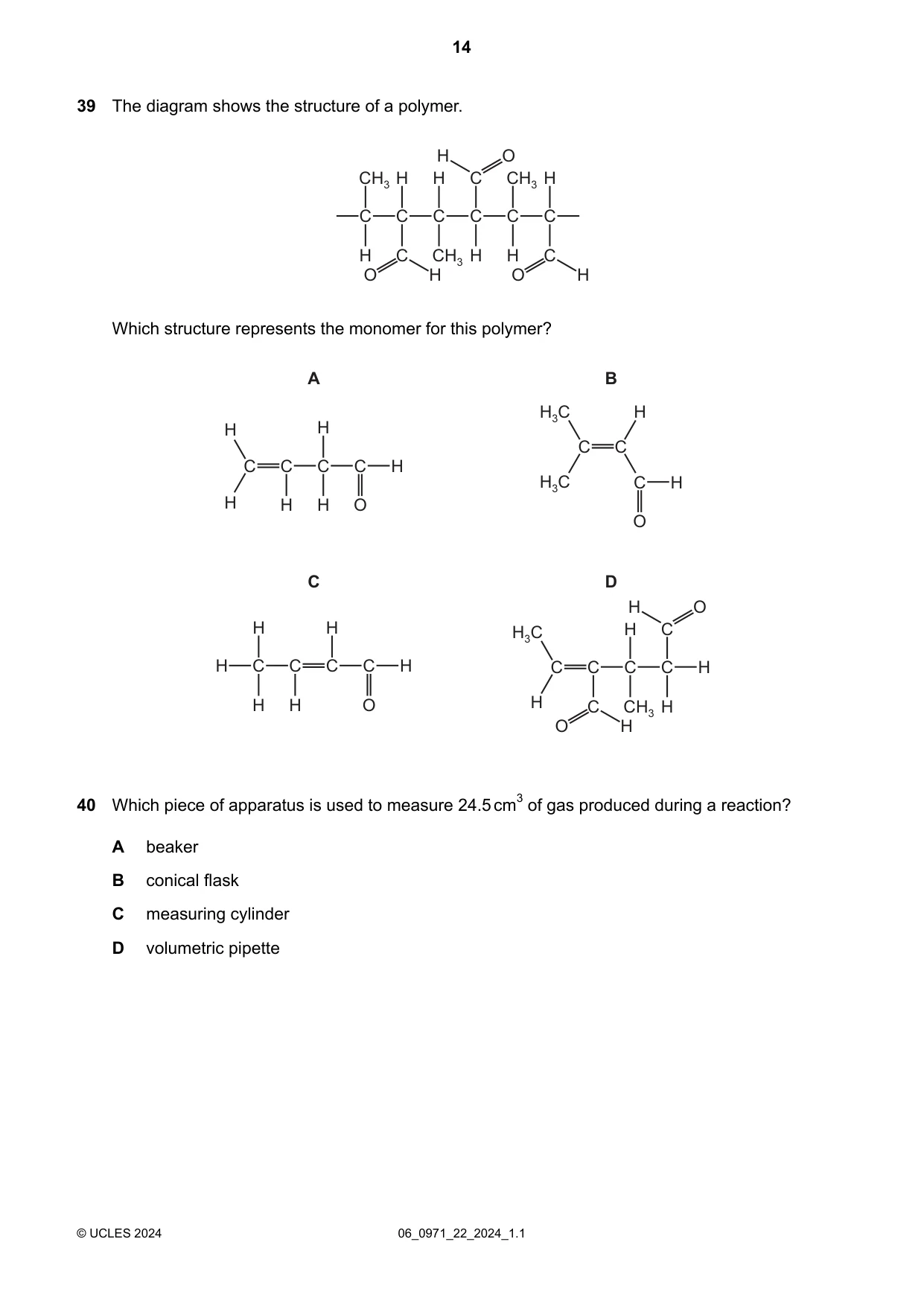 Cambridge IGCSE Chemistry (9-1) 0971 2024 May/June Paper 2 · Variant 2 question paper, page 14 of 16