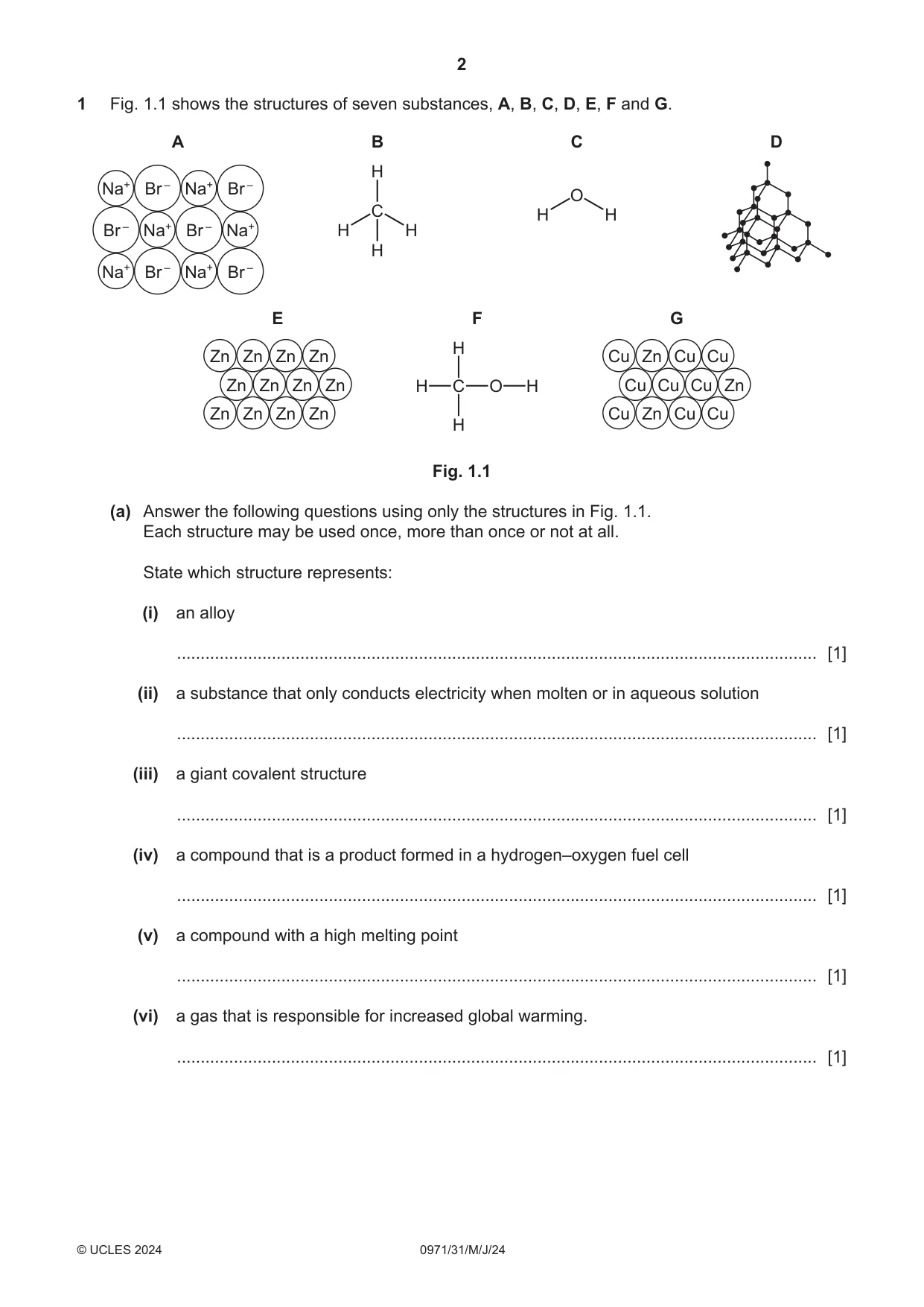 Cambridge IGCSE Chemistry (9-1) 0971 2024 May/June Paper 3 · Variant 1 question paper, page 2 of 20