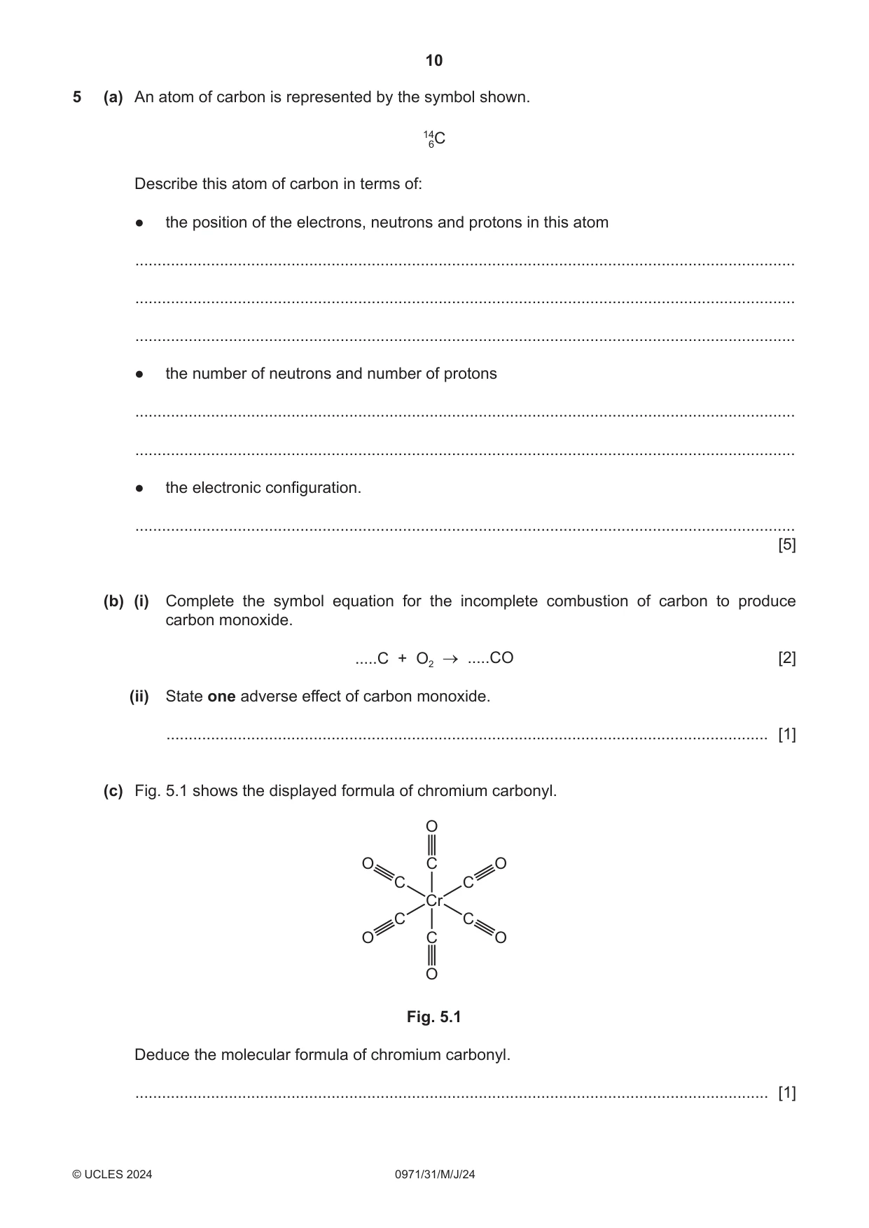 Cambridge IGCSE Chemistry (9-1) 0971 2024 May/June Paper 3 · Variant 1 question paper, page 10 of 20