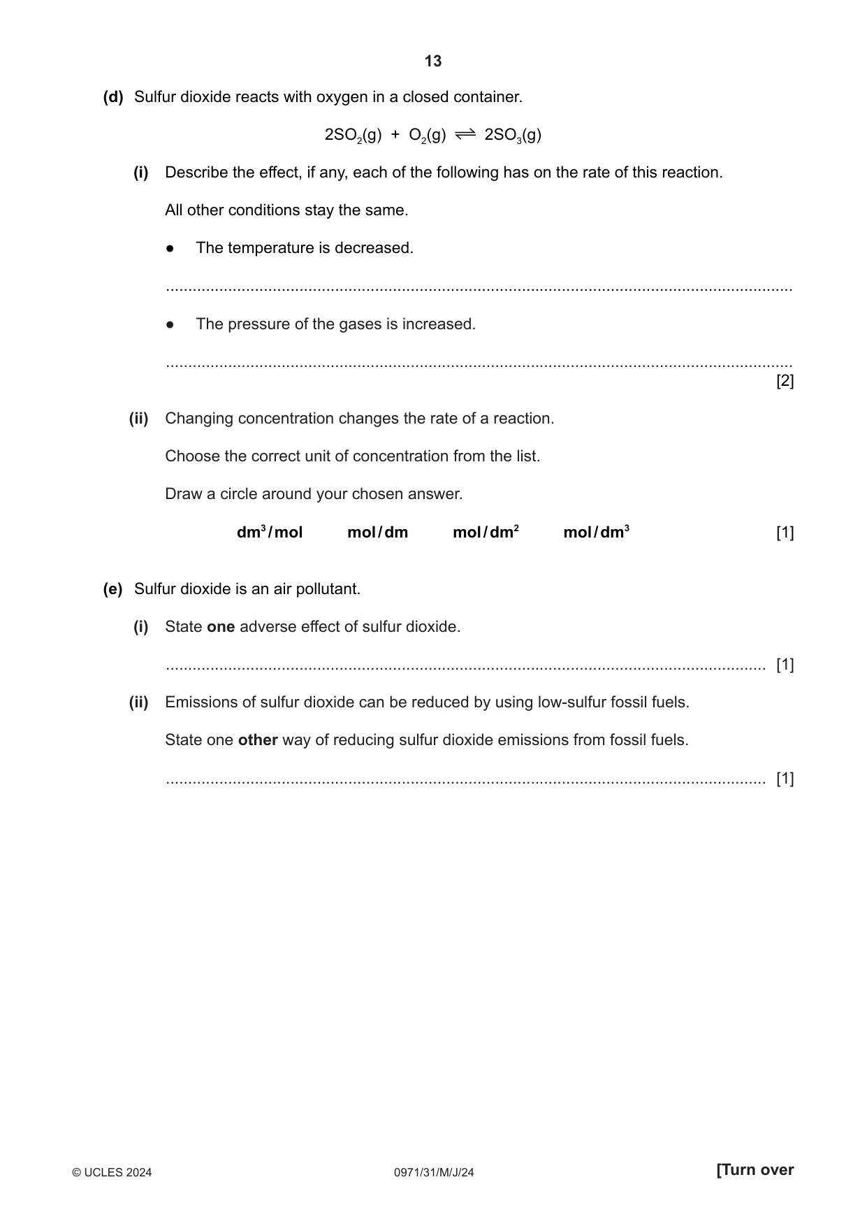 Cambridge IGCSE Chemistry (9-1) 0971 2024 May/June Paper 3 · Variant 1 question paper, page 13 of 20