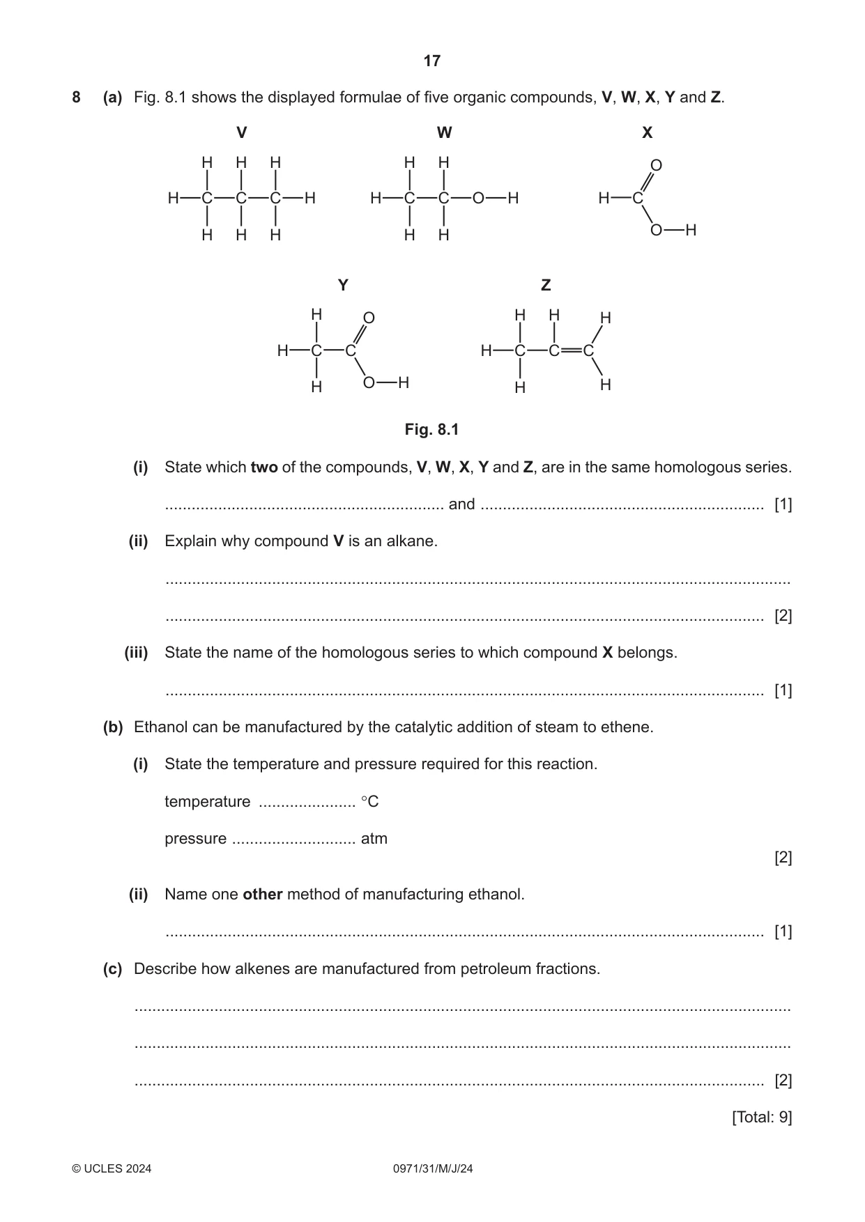 Cambridge IGCSE Chemistry (9-1) 0971 2024 May/June Paper 3 · Variant 1 question paper, page 17 of 20