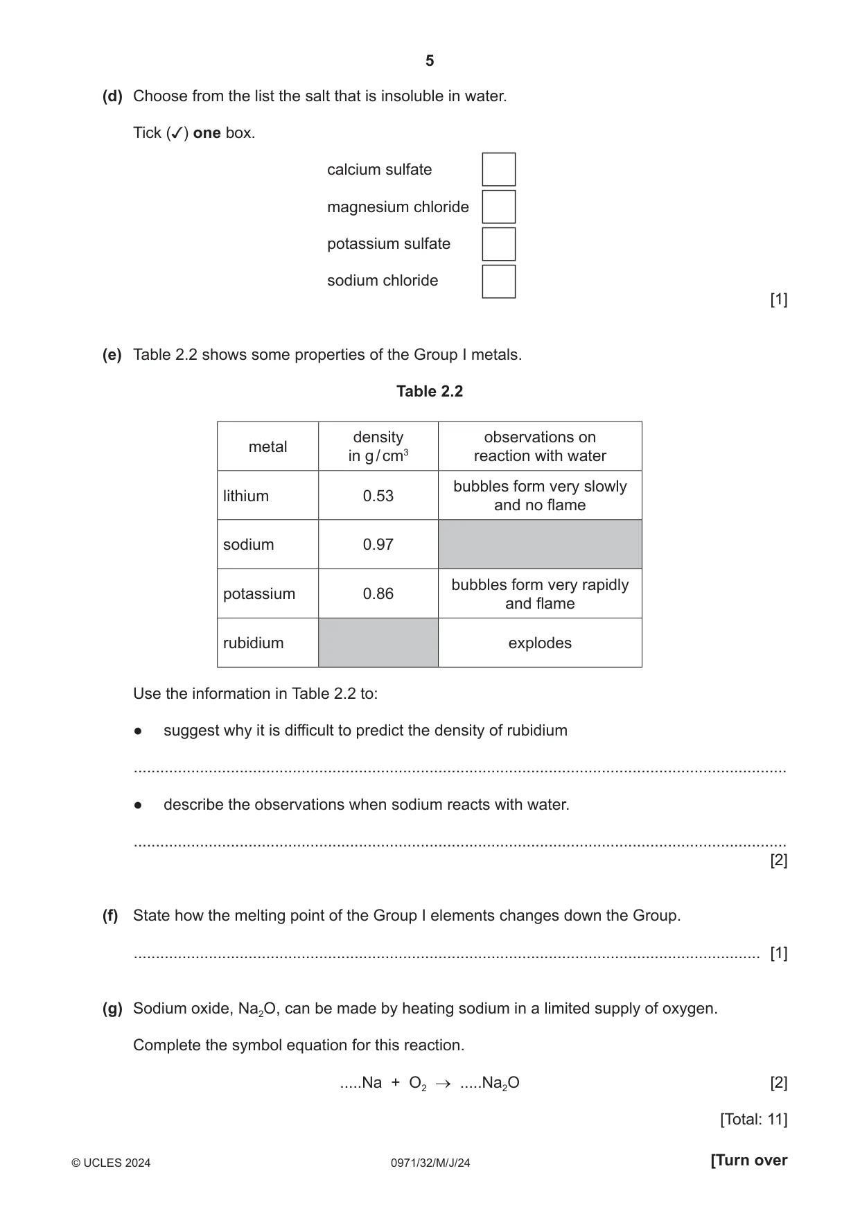 Cambridge IGCSE Chemistry (9-1) 0971 2024 May/June Paper 3 · Variant 2 question paper, page 5 of 20