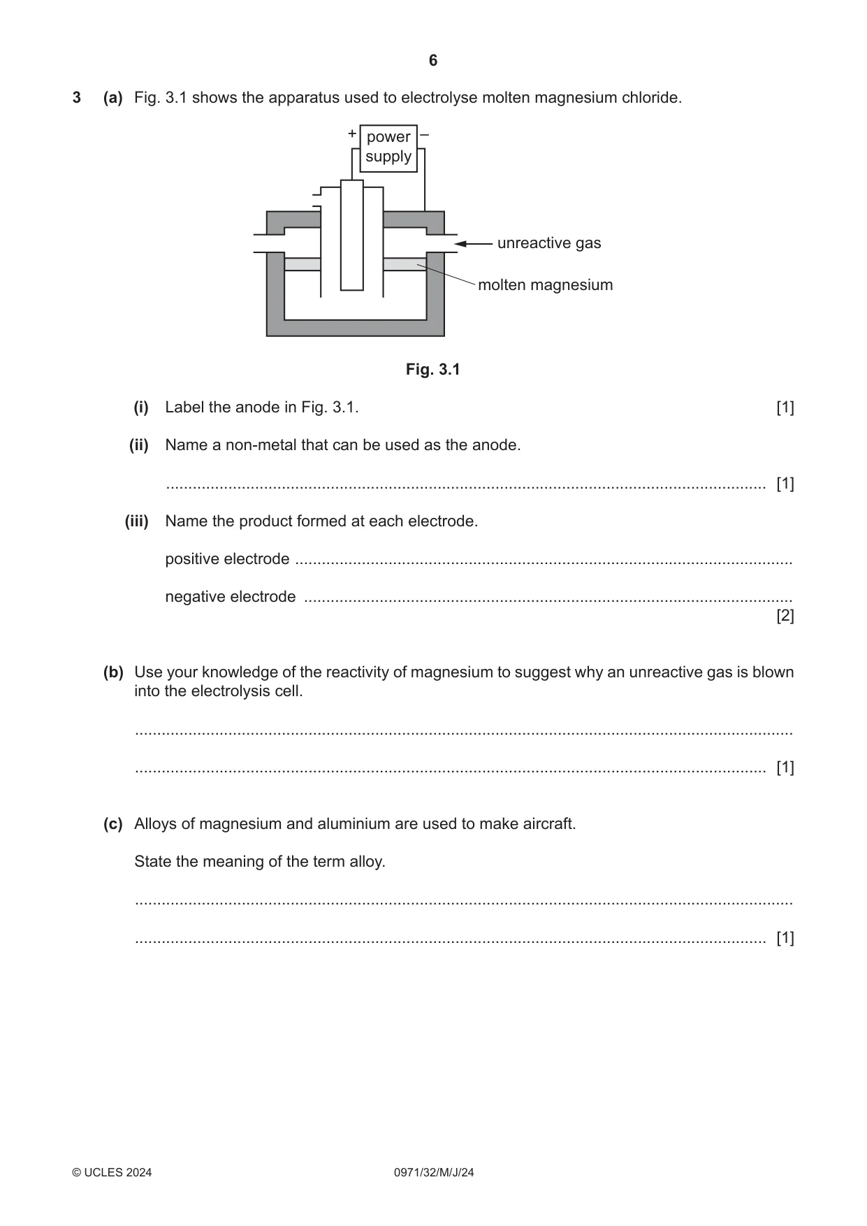 Cambridge IGCSE Chemistry (9-1) 0971 2024 May/June Paper 3 · Variant 2 question paper, page 6 of 20