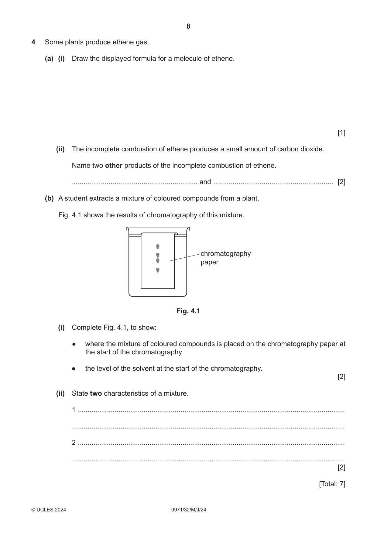 Cambridge IGCSE Chemistry (9-1) 0971 2024 May/June Paper 3 · Variant 2 question paper, page 8 of 20