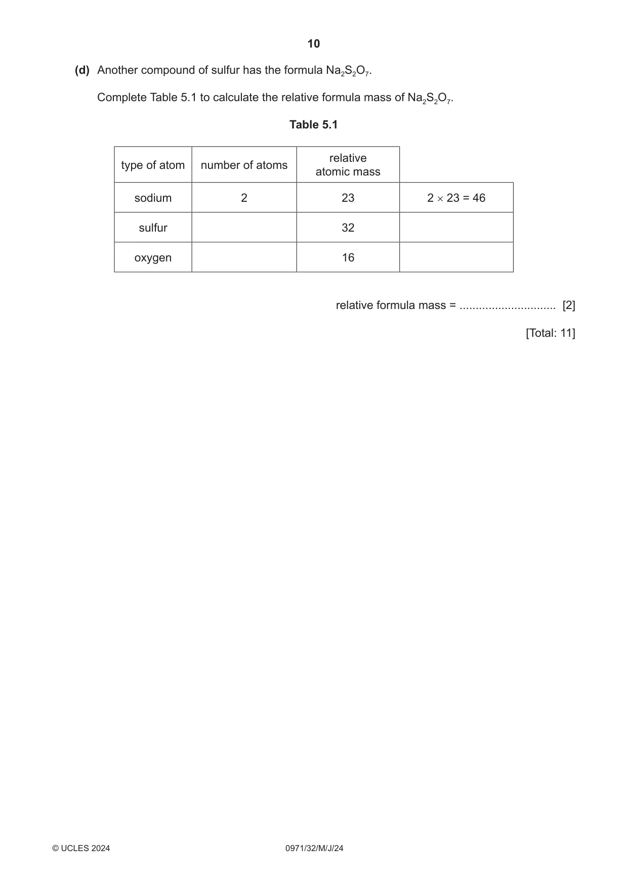 Cambridge IGCSE Chemistry (9-1) 0971 2024 May/June Paper 3 · Variant 2 question paper, page 10 of 20