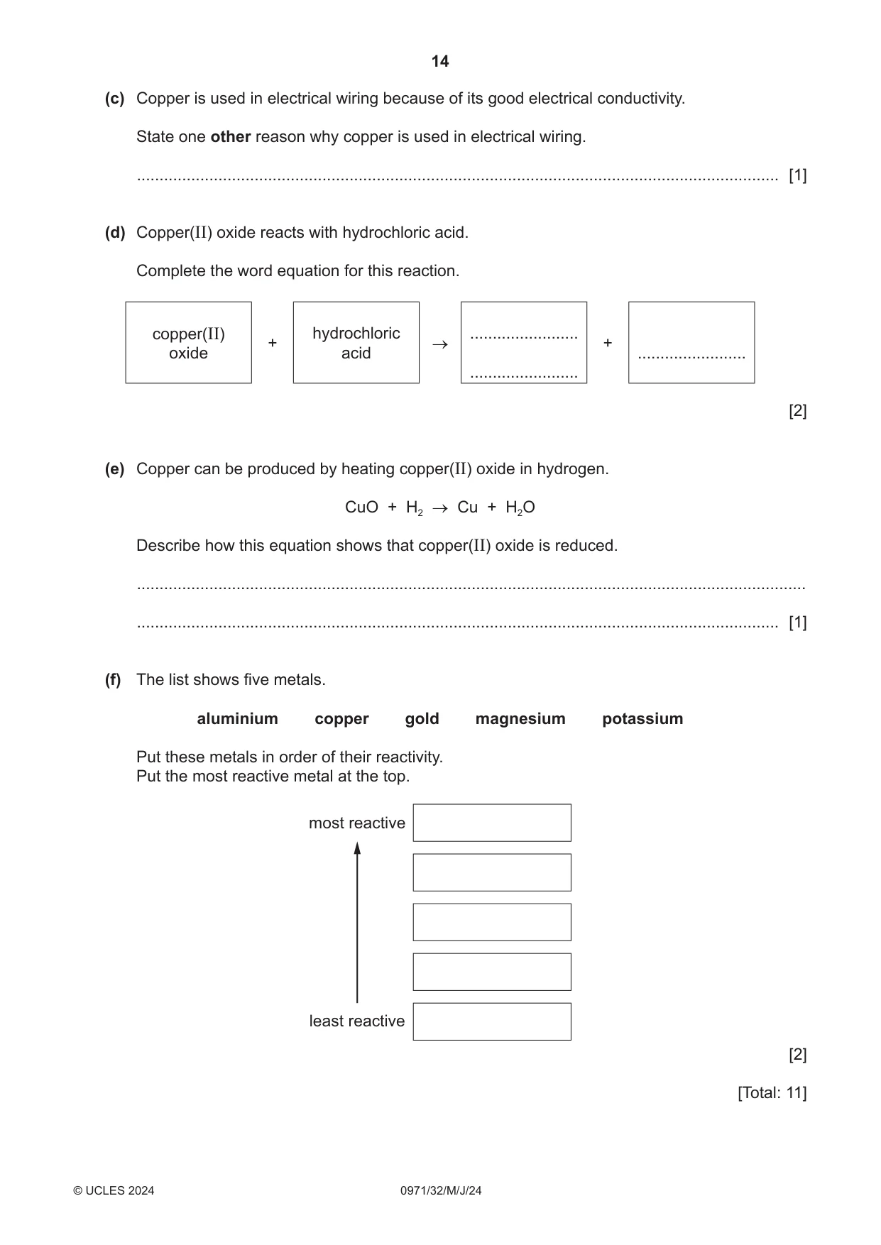 Cambridge IGCSE Chemistry (9-1) 0971 2024 May/June Paper 3 · Variant 2 question paper, page 14 of 20