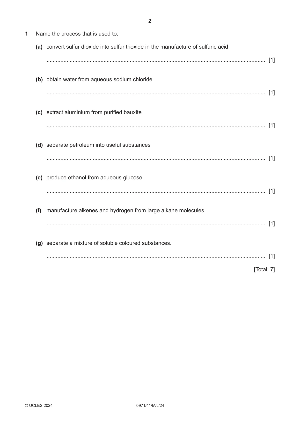 Cambridge IGCSE Chemistry (9-1) 0971 2024 May/June Paper 4 · Variant 1 question paper, page 2 of 16