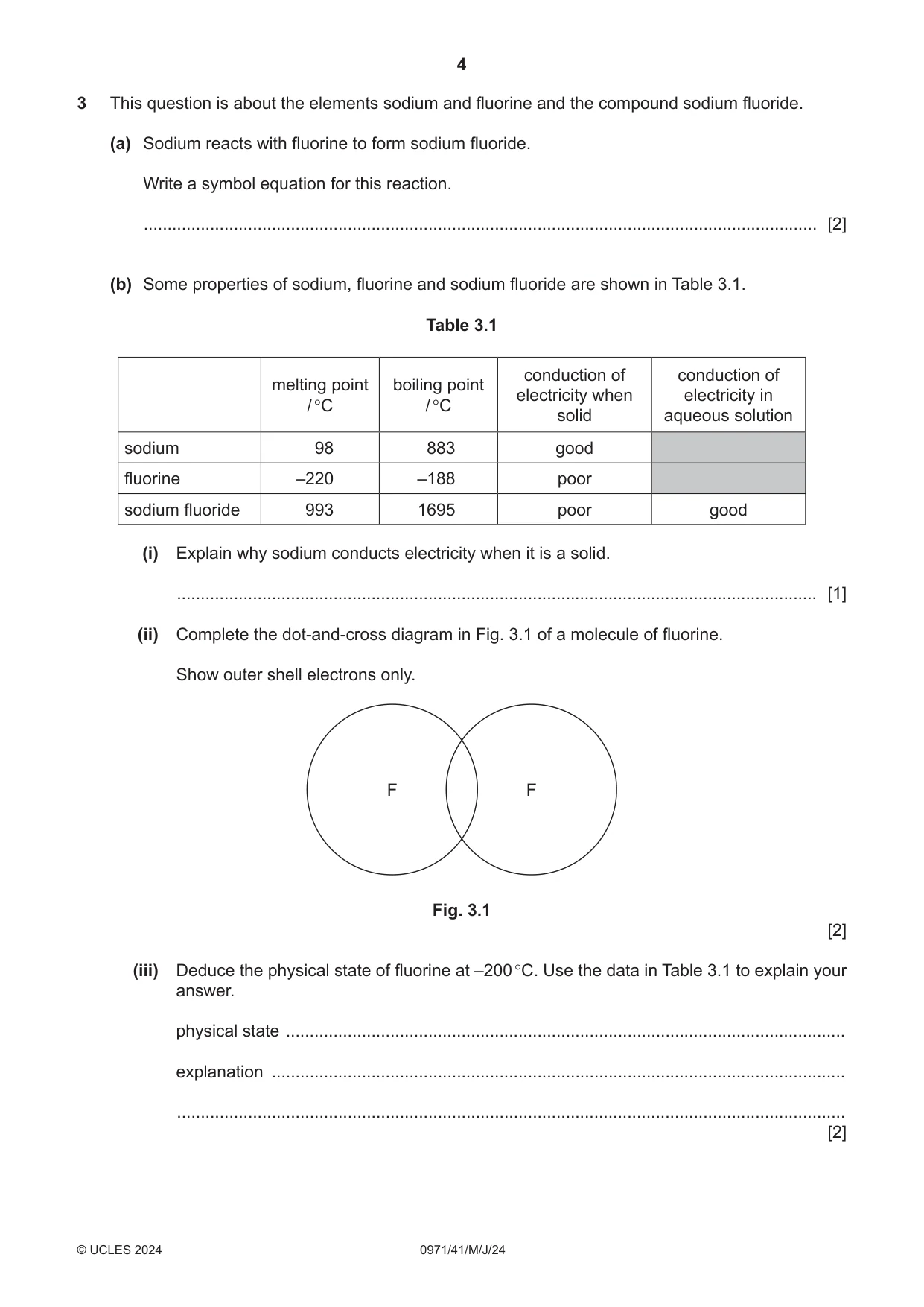 Cambridge IGCSE Chemistry (9-1) 0971 2024 May/June Paper 4 · Variant 1 question paper, page 4 of 16