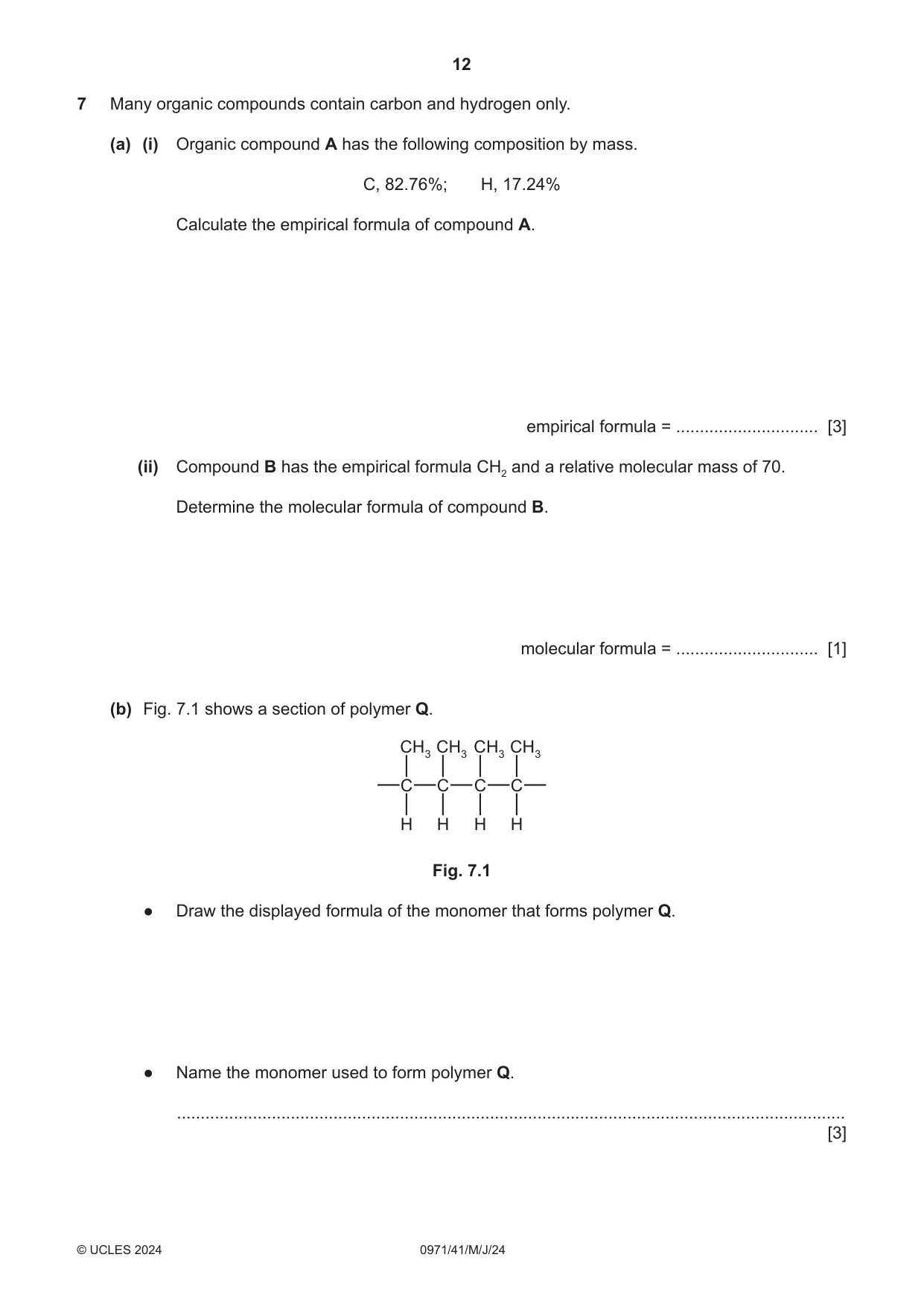 Cambridge IGCSE Chemistry (9-1) 0971 2024 May/June Paper 4 · Variant 1 question paper, page 12 of 16