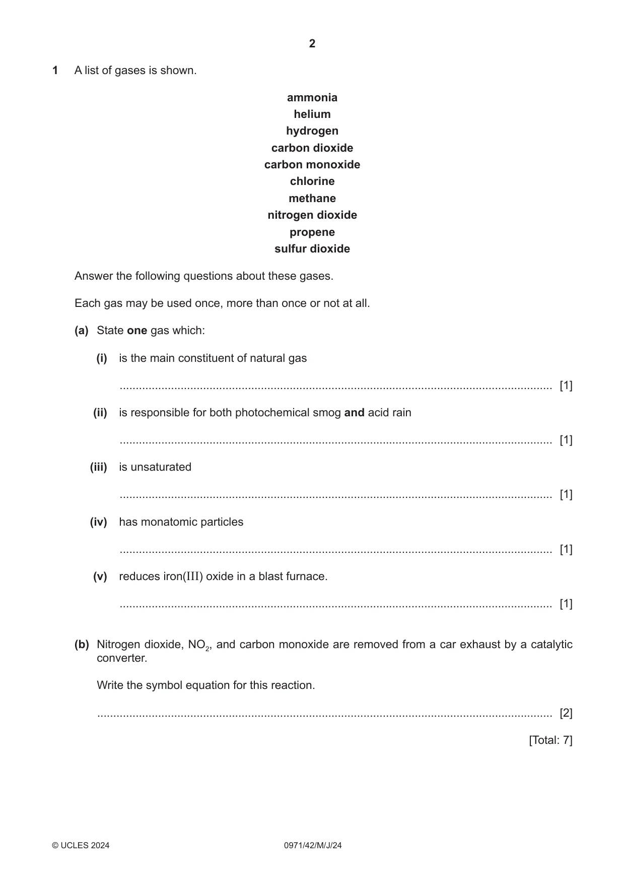 Cambridge IGCSE Chemistry (9-1) 0971 2024 May/June Paper 4 · Variant 2 question paper, page 2 of 16