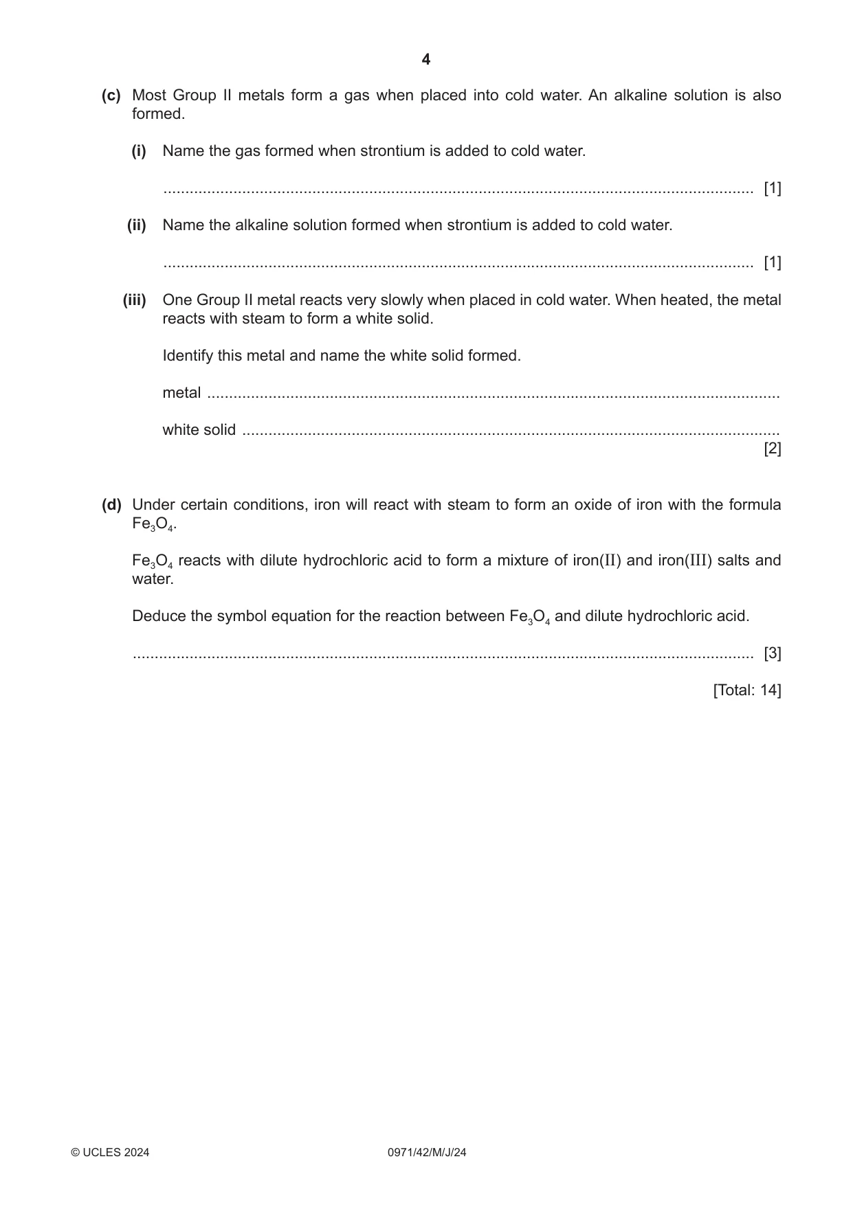 Cambridge IGCSE Chemistry (9-1) 0971 2024 May/June Paper 4 · Variant 2 question paper, page 4 of 16