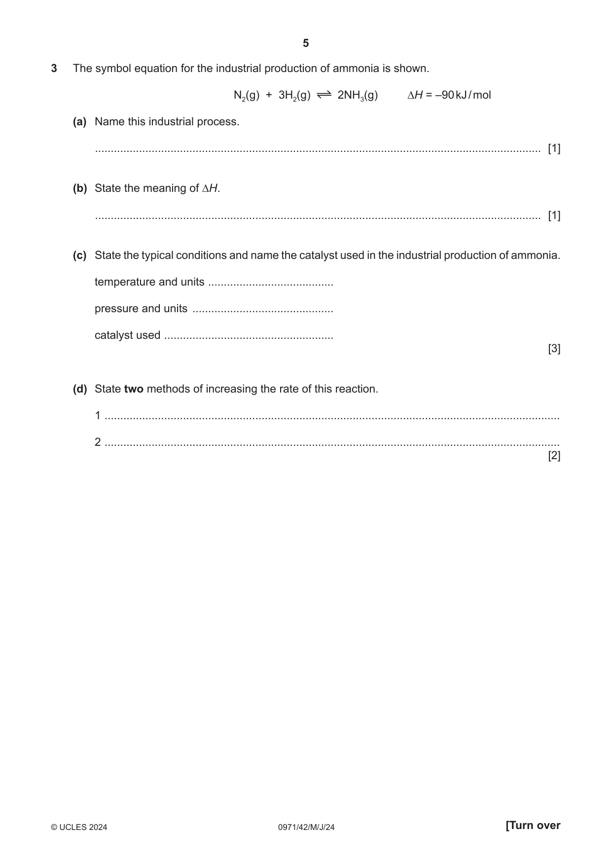 Cambridge IGCSE Chemistry (9-1) 0971 2024 May/June Paper 4 · Variant 2 question paper, page 5 of 16