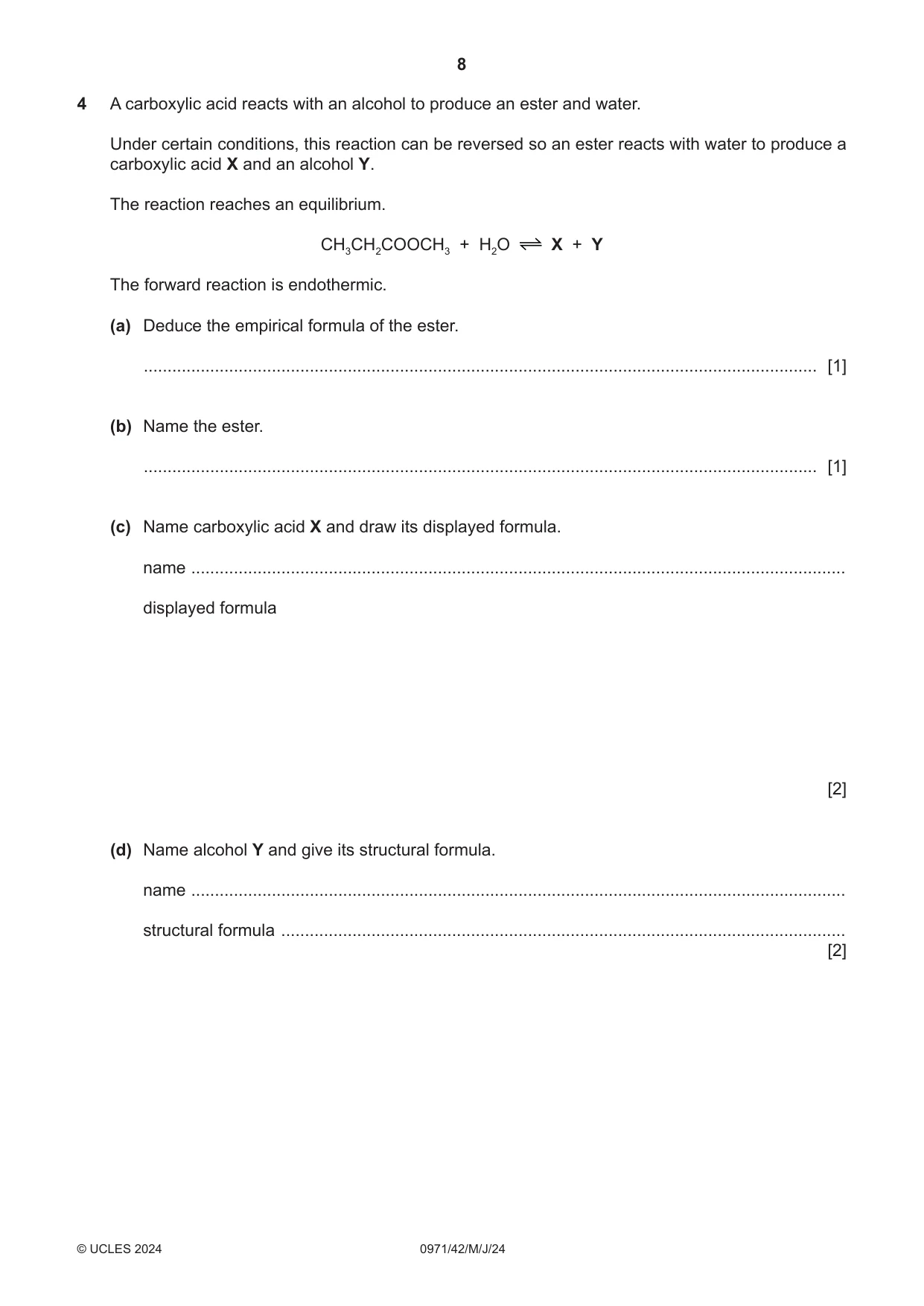 Cambridge IGCSE Chemistry (9-1) 0971 2024 May/June Paper 4 · Variant 2 question paper, page 8 of 16