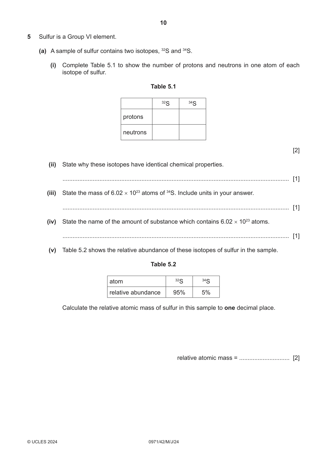 Cambridge IGCSE Chemistry (9-1) 0971 2024 May/June Paper 4 · Variant 2 question paper, page 10 of 16