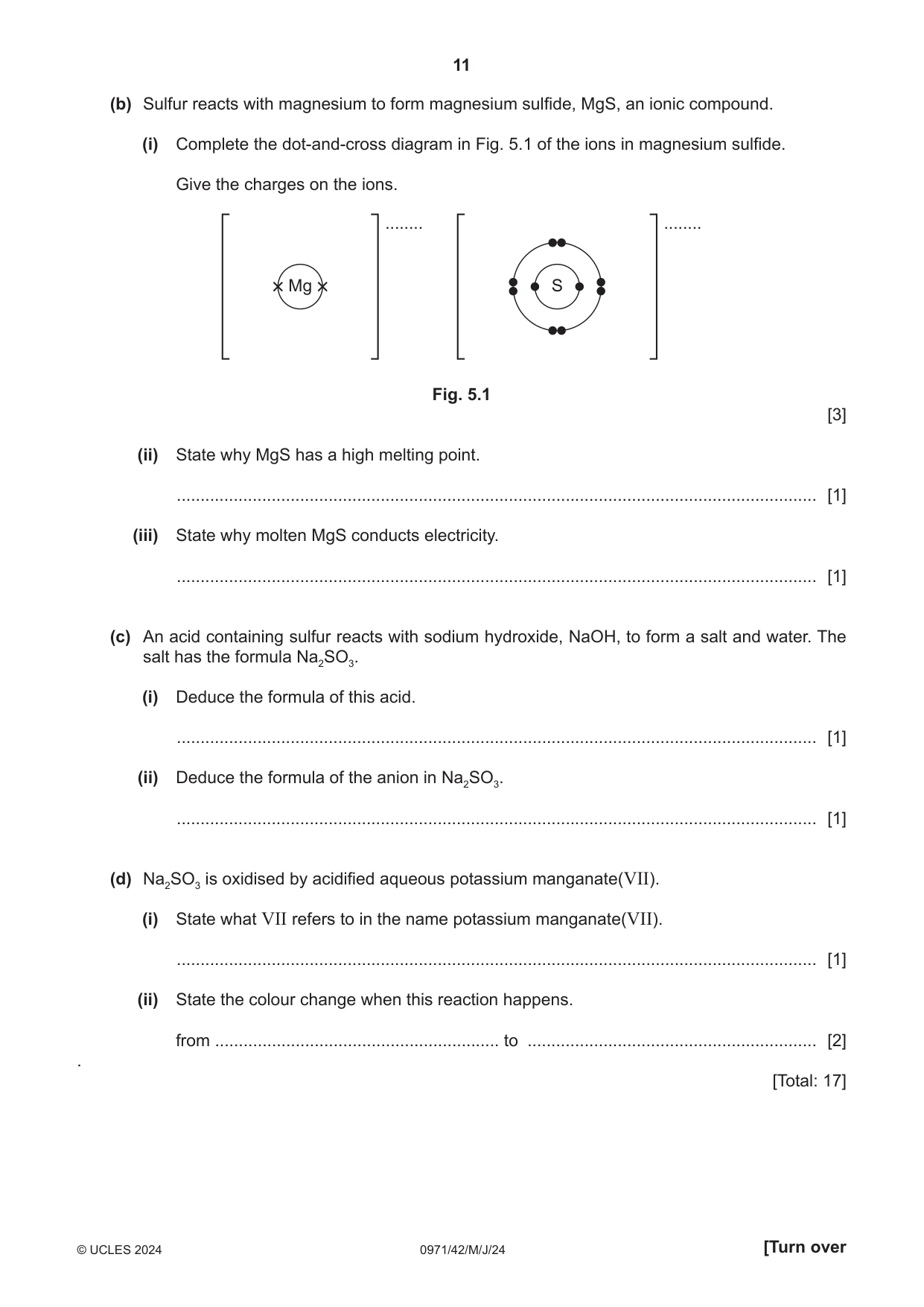 Cambridge IGCSE Chemistry (9-1) 0971 2024 May/June Paper 4 · Variant 2 question paper, page 11 of 16
