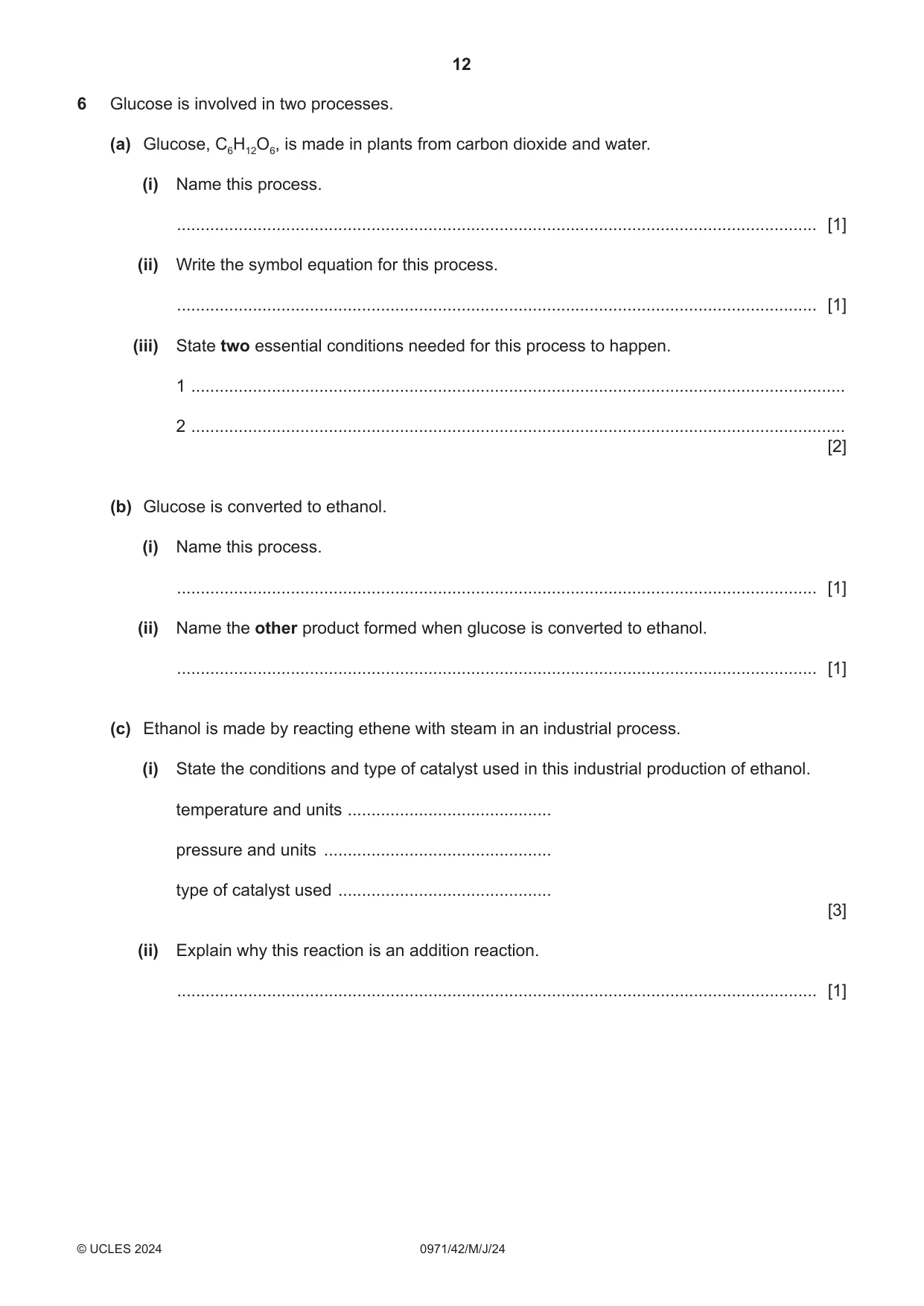 Cambridge IGCSE Chemistry (9-1) 0971 2024 May/June Paper 4 · Variant 2 question paper, page 12 of 16