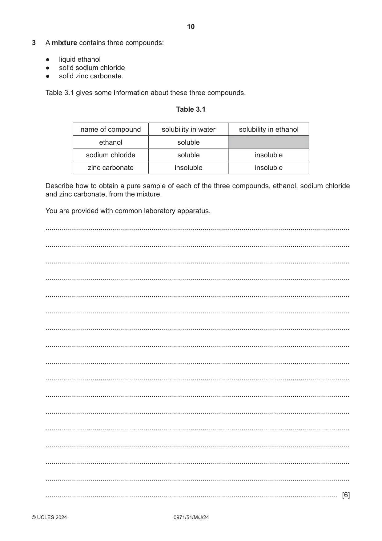 Cambridge IGCSE Chemistry (9-1) 0971 2024 May/June Paper 5 · Variant 1 question paper, page 10 of 12