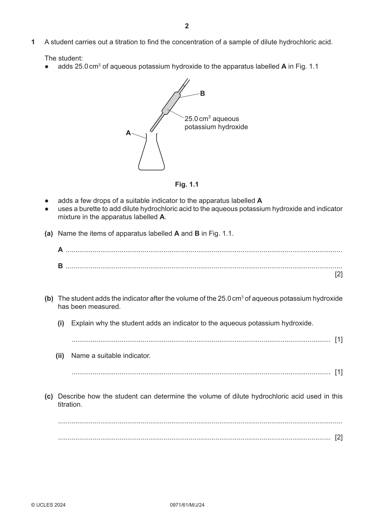 Cambridge IGCSE Chemistry (9-1) 0971 2024 May/June Paper 6 · Variant 1 question paper, page 2 of 16