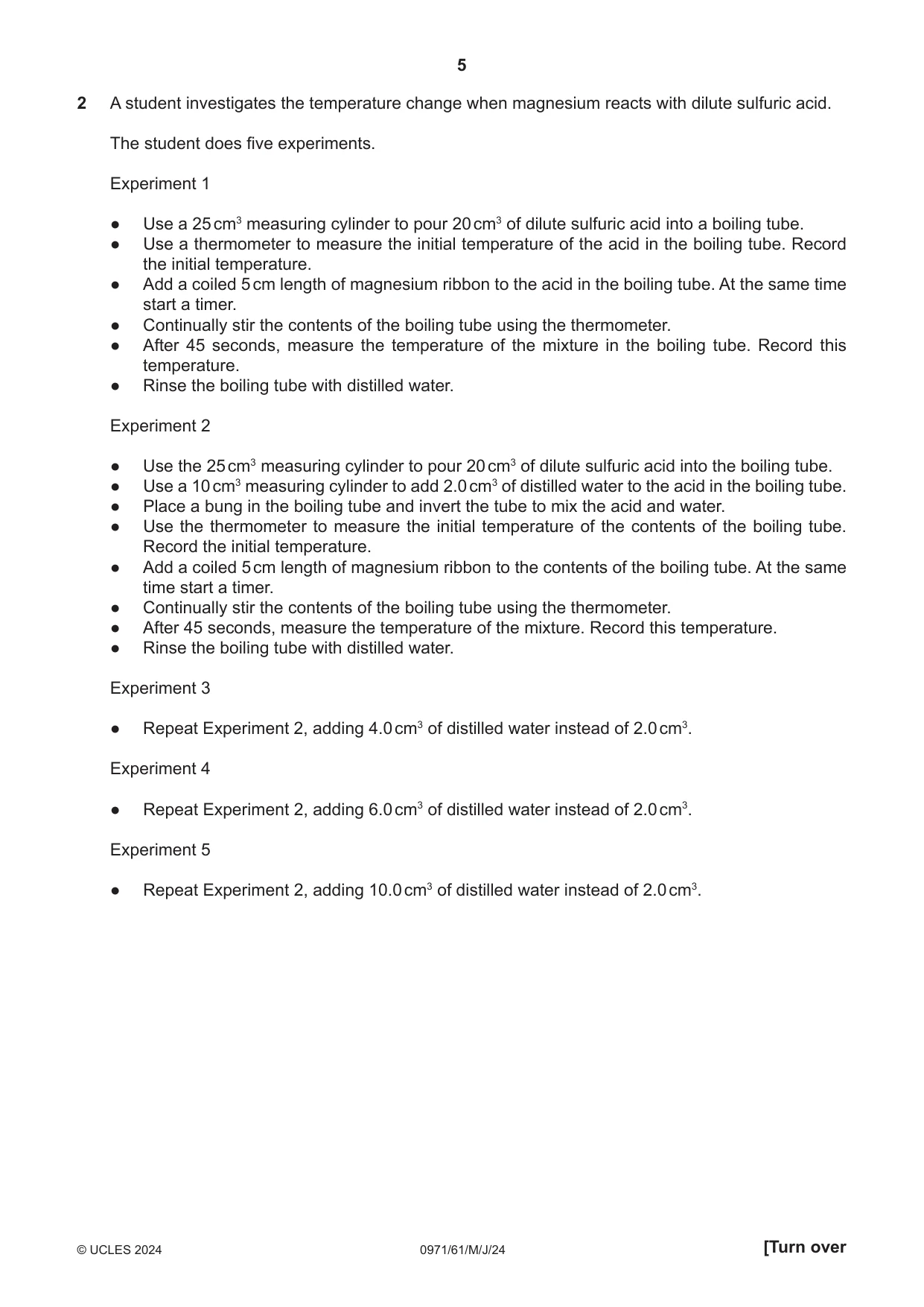 Cambridge IGCSE Chemistry (9-1) 0971 2024 May/June Paper 6 · Variant 1 question paper, page 5 of 16