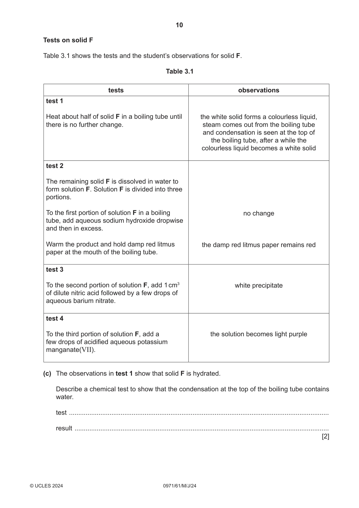 Cambridge IGCSE Chemistry (9-1) 0971 2024 May/June Paper 6 · Variant 1 question paper, page 10 of 16
