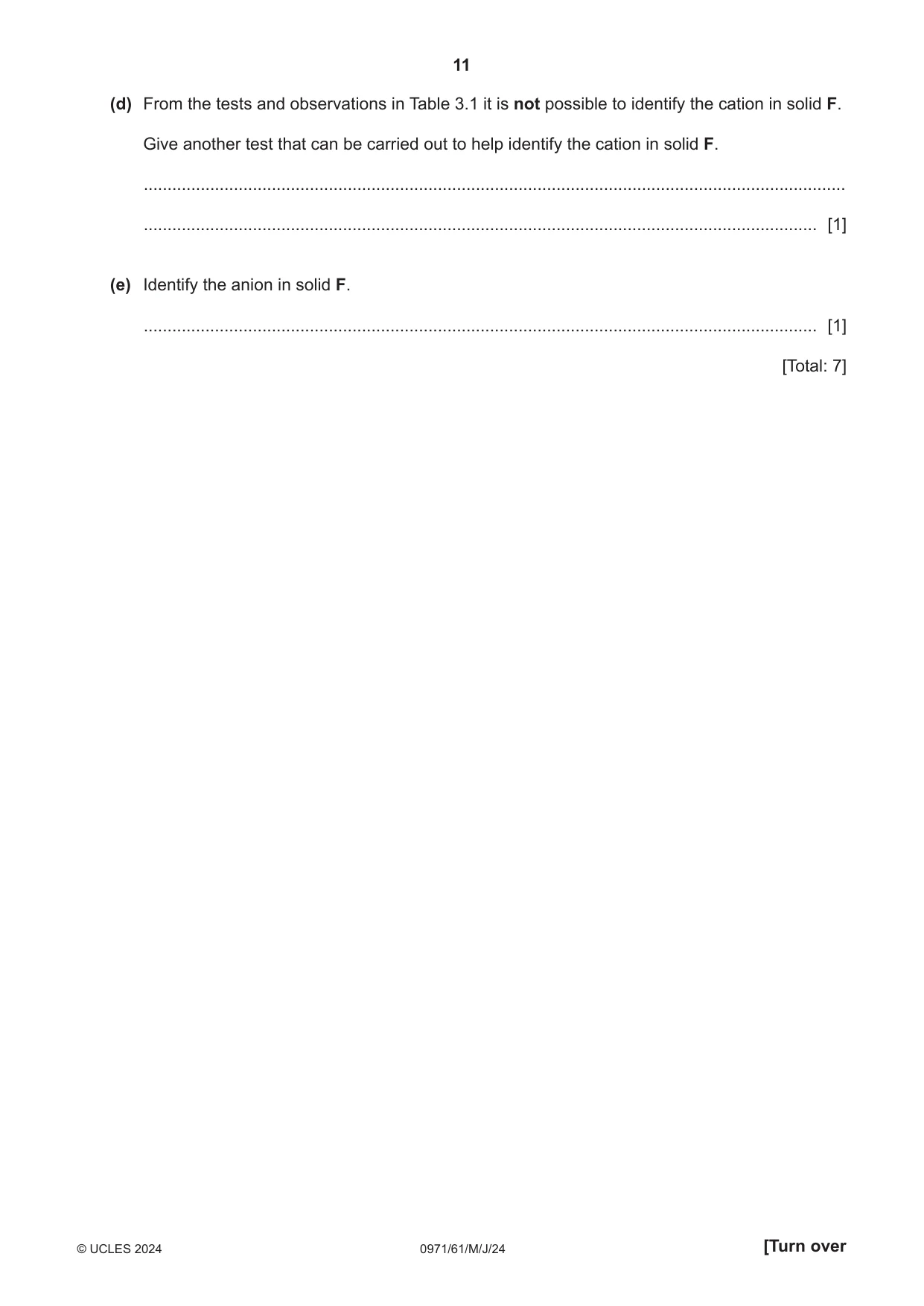 Cambridge IGCSE Chemistry (9-1) 0971 2024 May/June Paper 6 · Variant 1 question paper, page 11 of 16