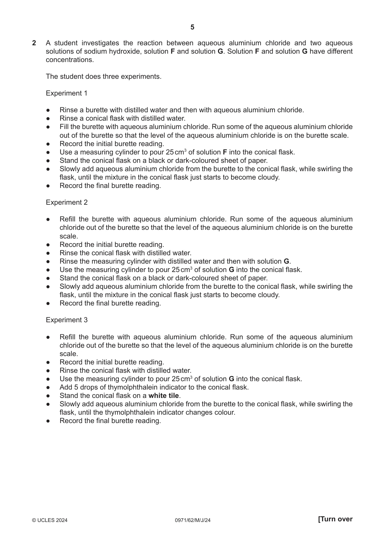 Cambridge IGCSE Chemistry (9-1) 0971 2024 May/June Paper 6 · Variant 2 question paper, page 5 of 12