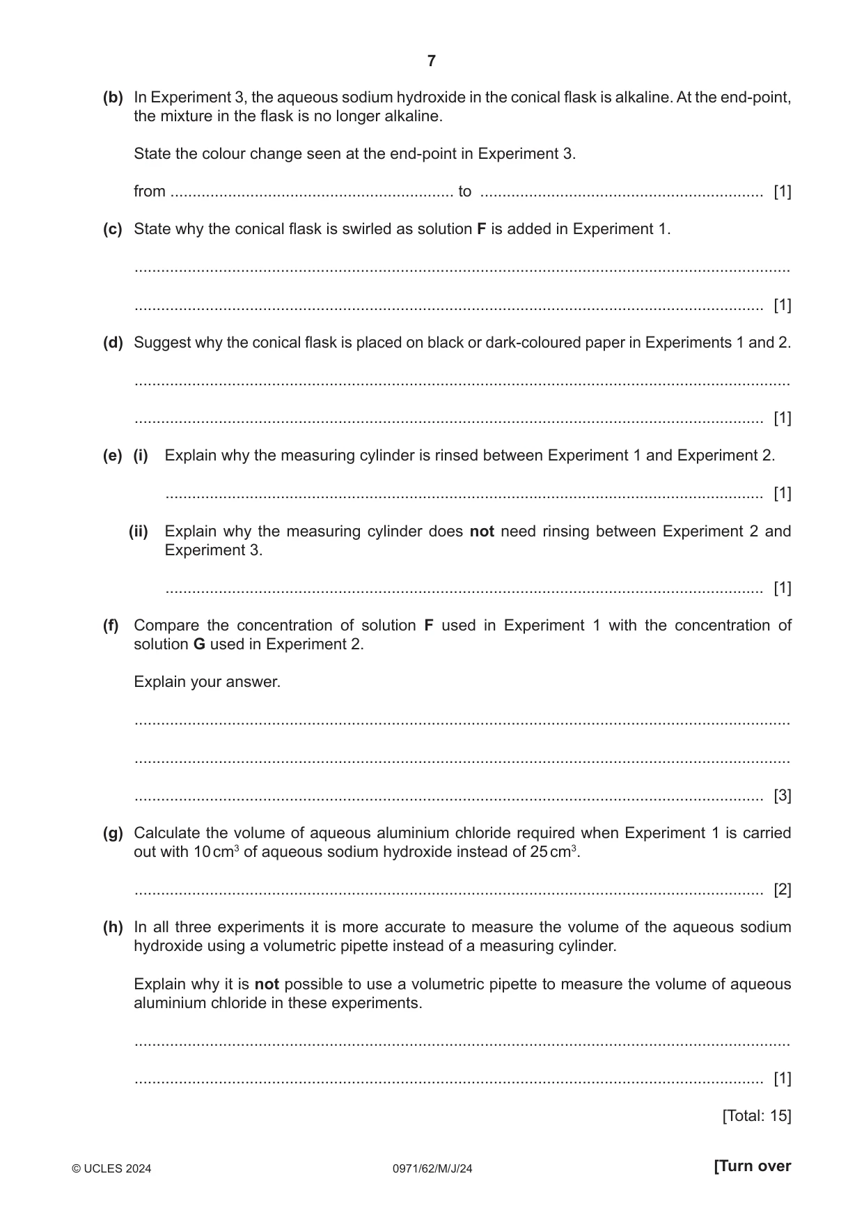 Cambridge IGCSE Chemistry (9-1) 0971 2024 May/June Paper 6 · Variant 2 question paper, page 7 of 12
